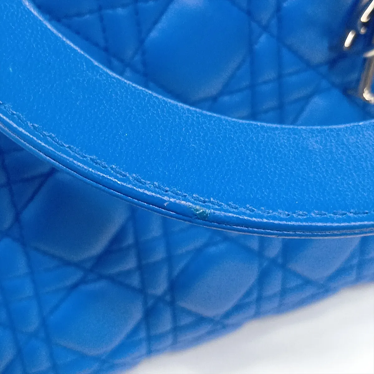 Cannage Lady Dior Leather 2-Way Handbag, Blue — view 12