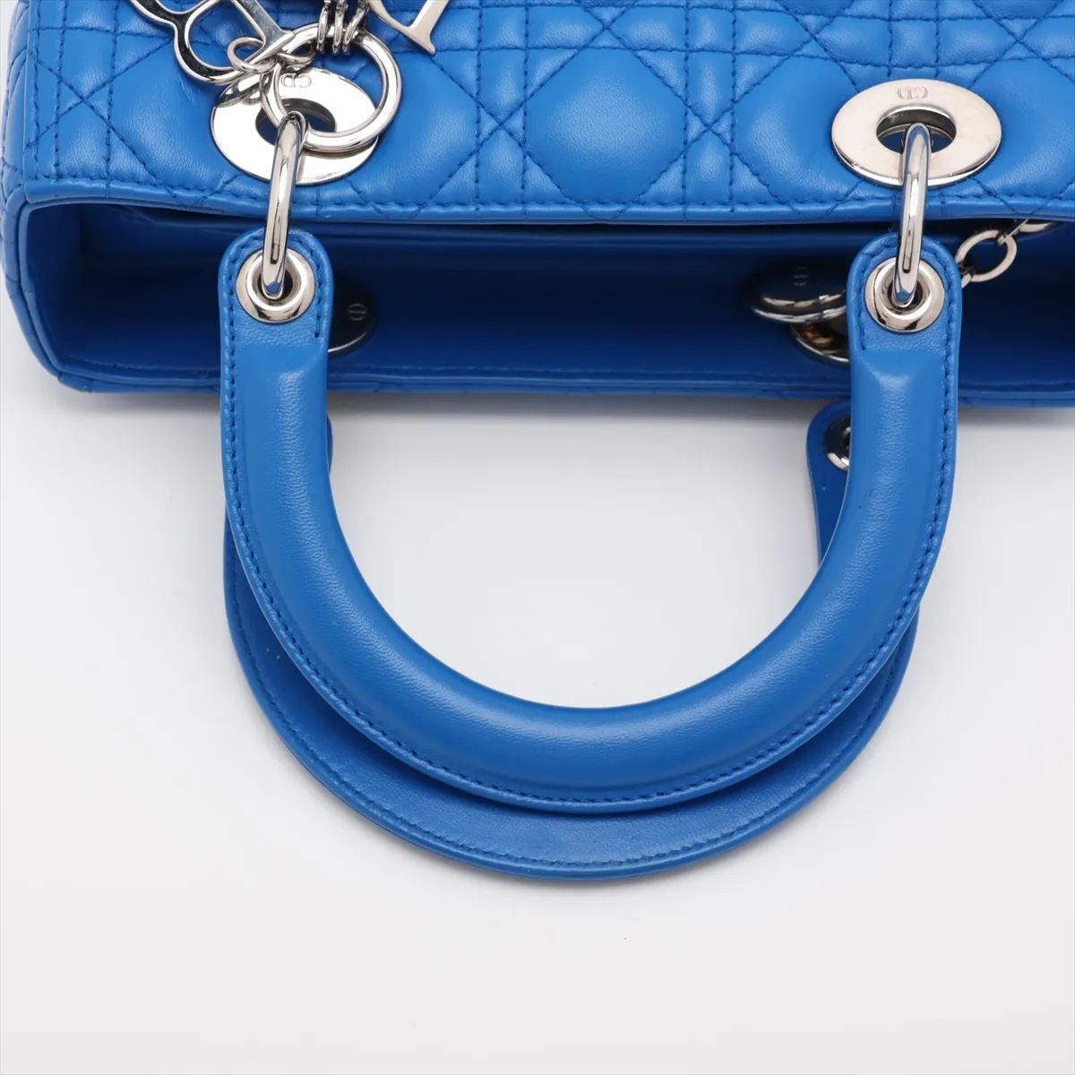 Cannage Lady Dior Leather 2-Way Handbag, Blue — view 5