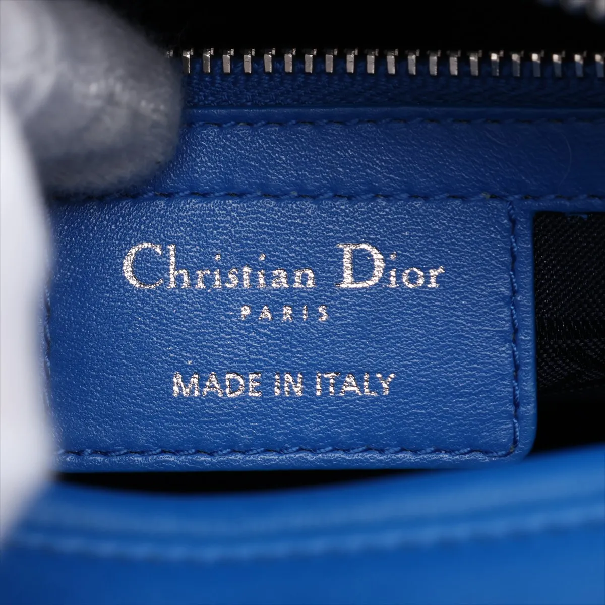 Cannage Lady Dior Leather 2-Way Handbag, Blue — view 10
