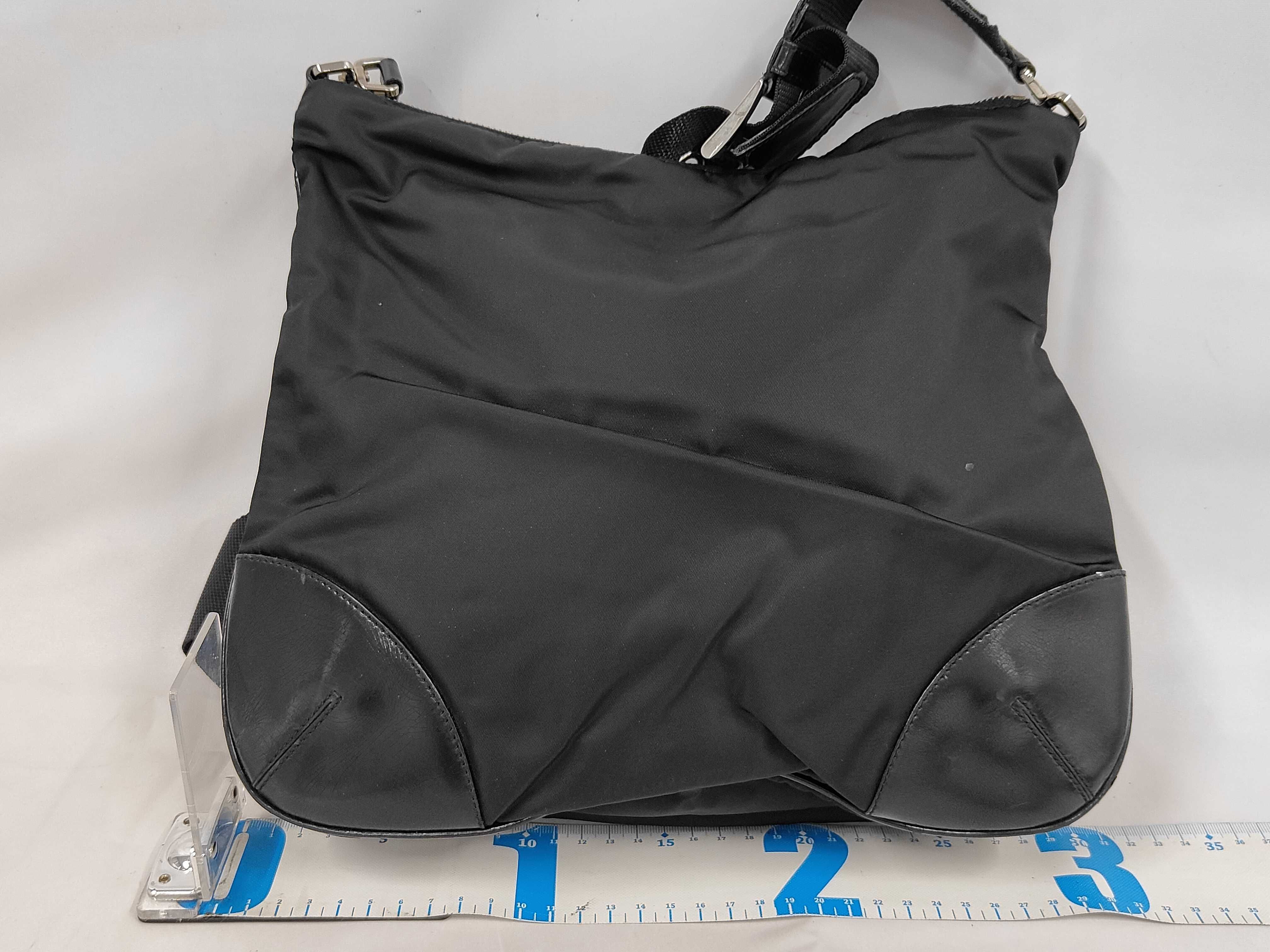 Nylon x Leather Shoulder Bag, Black — view 2