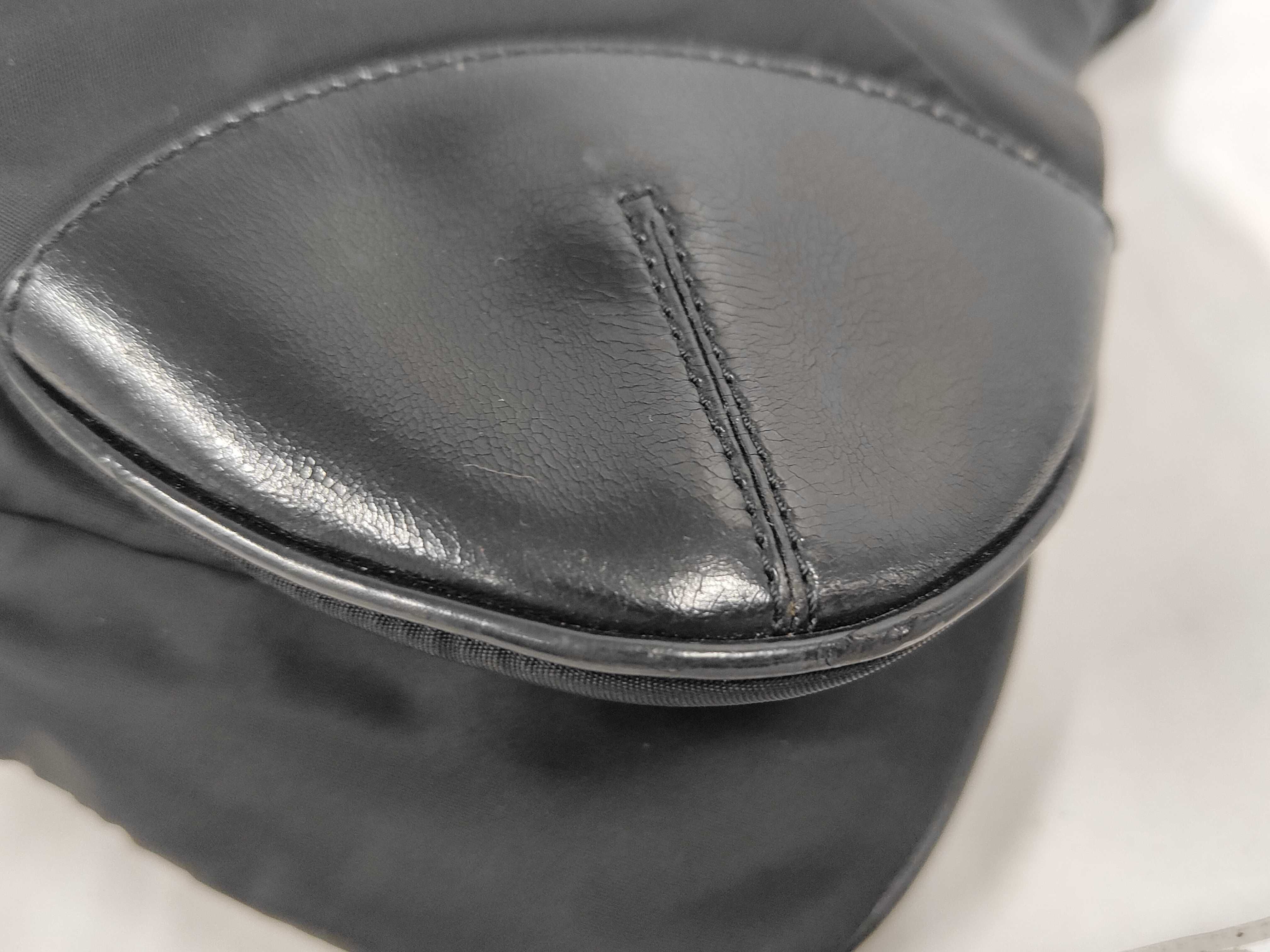 Nylon x Leather Shoulder Bag, Black — view 3