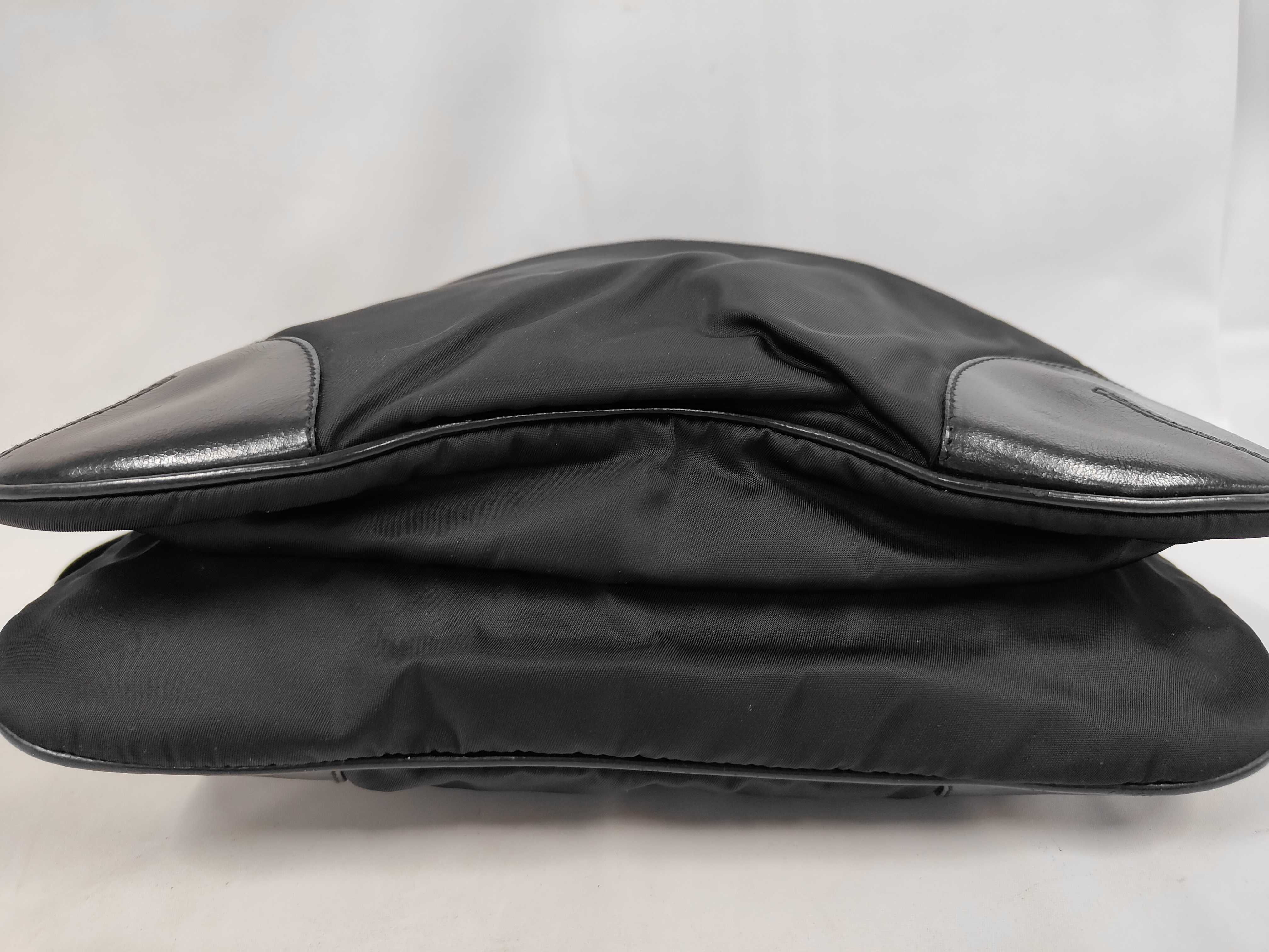 Nylon x Leather Shoulder Bag, Black — view 4