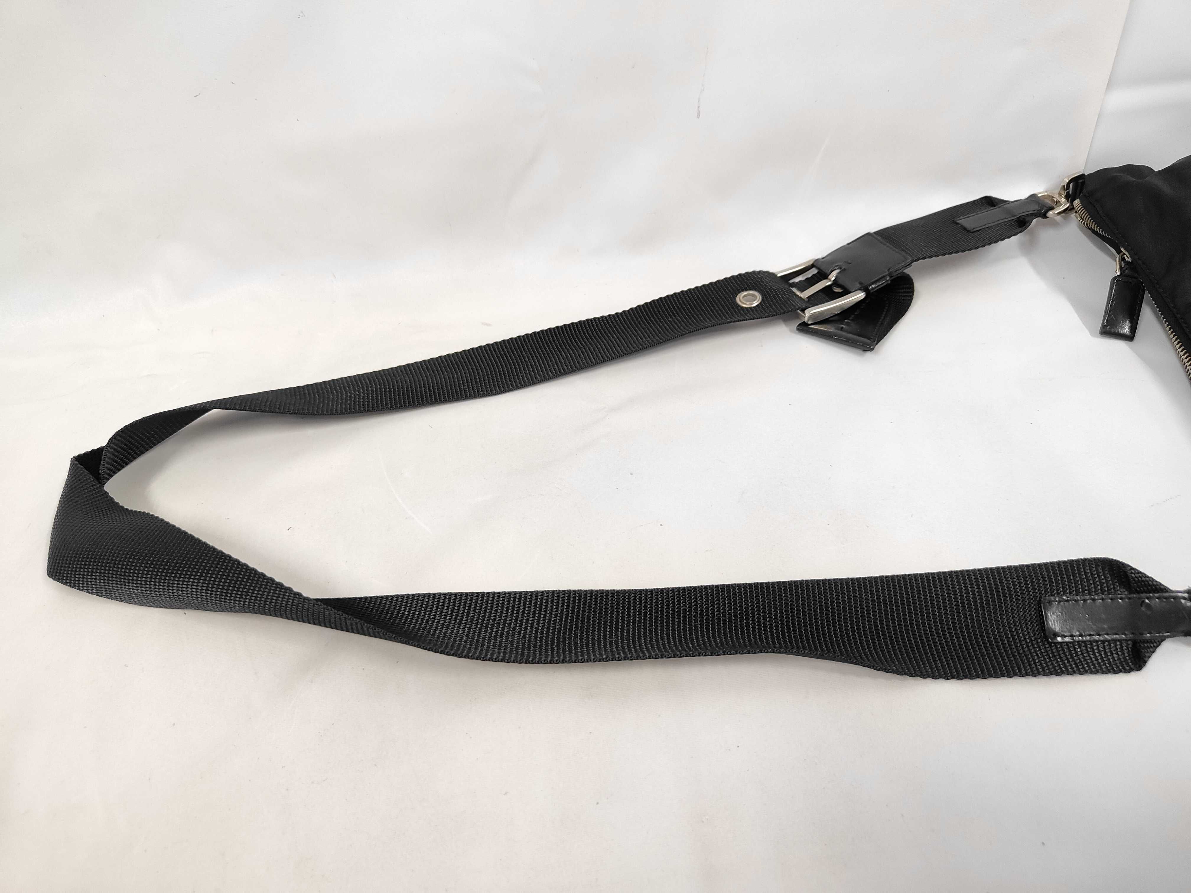 Nylon x Leather Shoulder Bag, Black — view 5