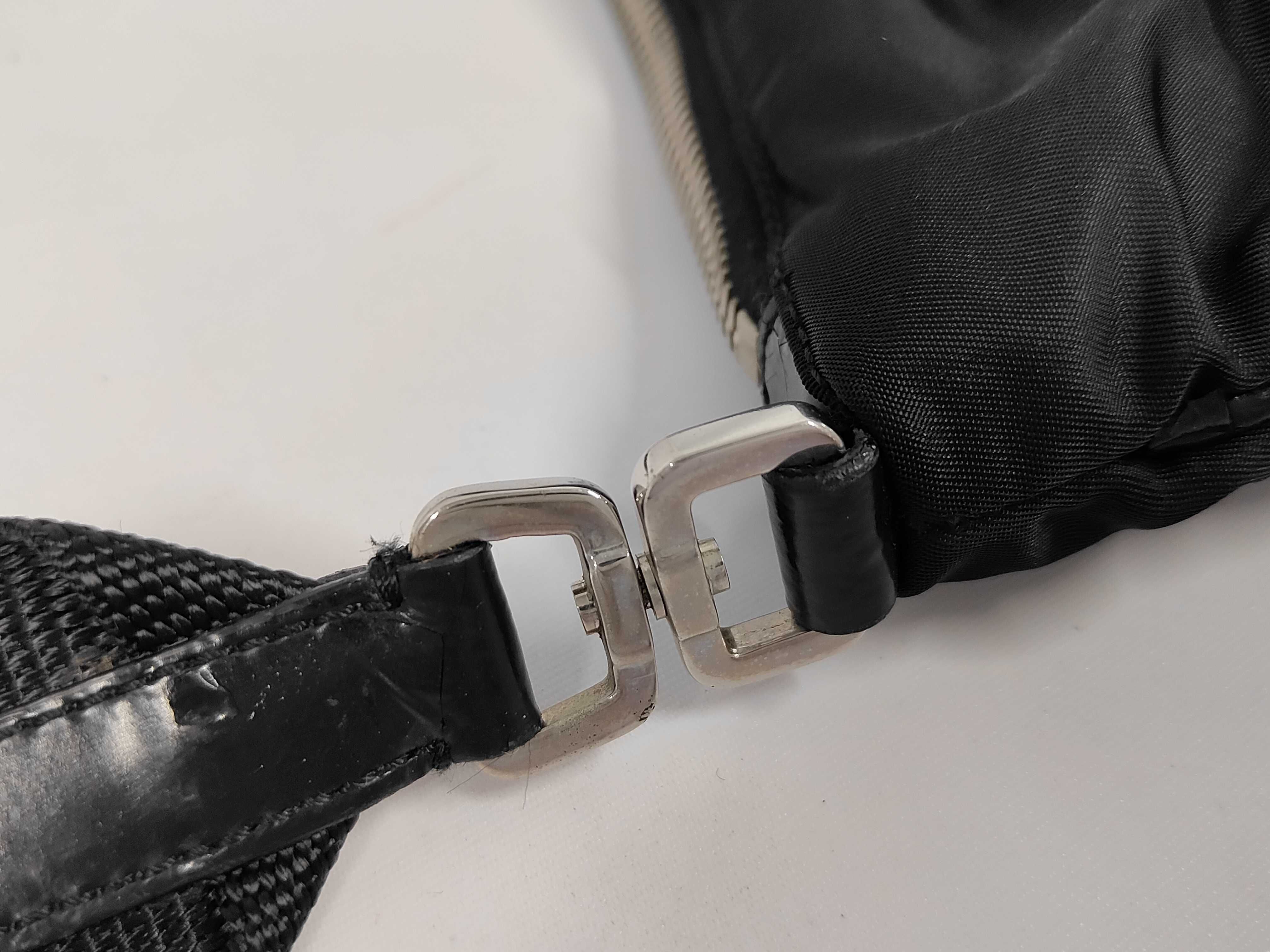 Nylon x Leather Shoulder Bag, Black — view 6