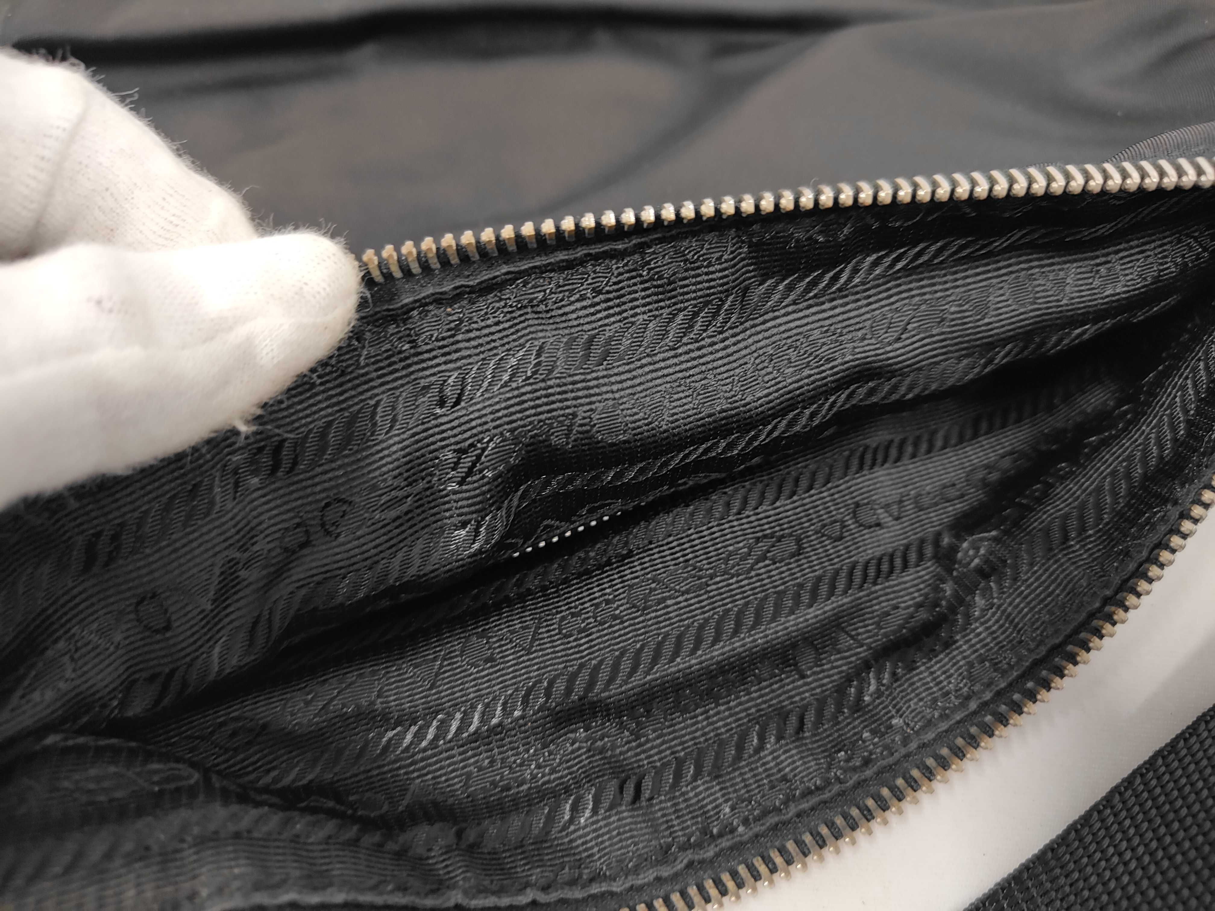 Nylon x Leather Shoulder Bag, Black — view 10