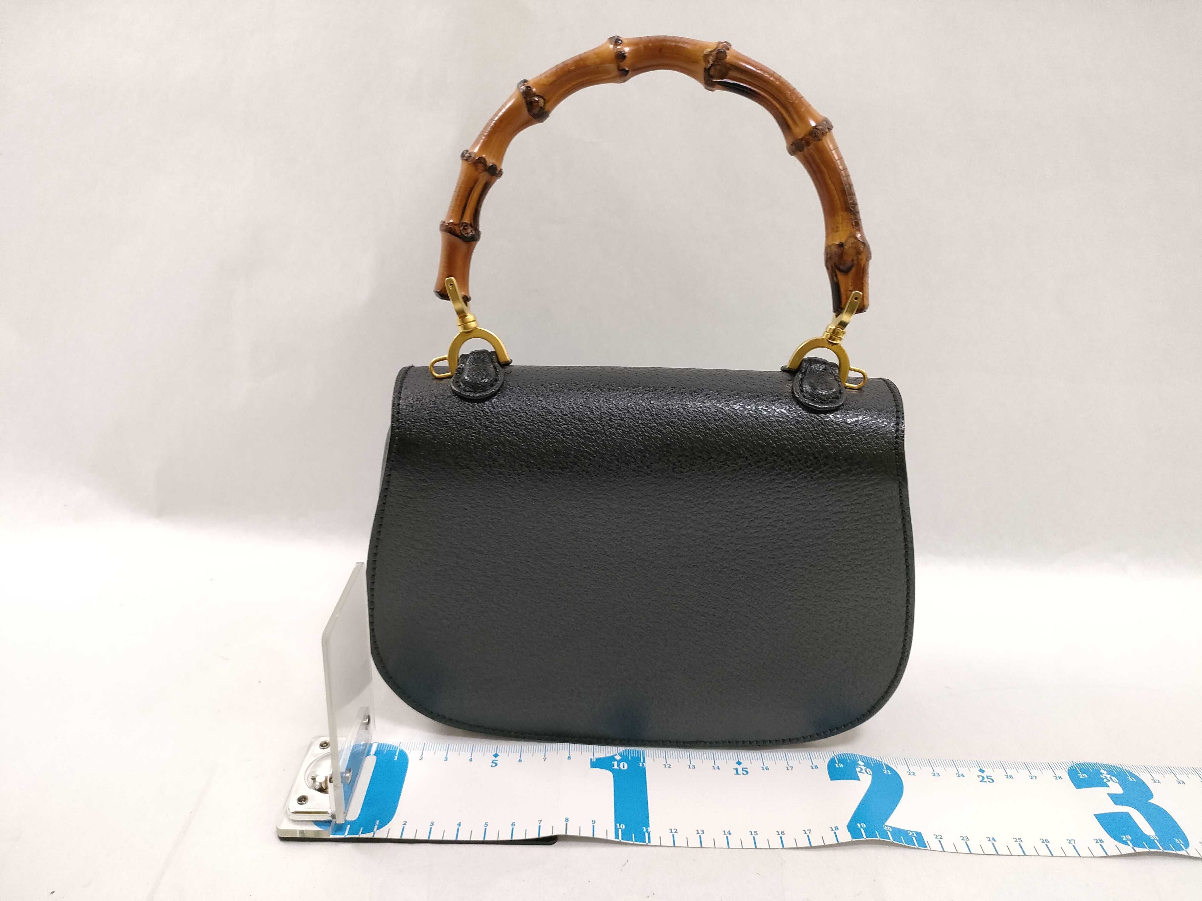 Bamboo Classic Leather Handbag (Black) — view 2