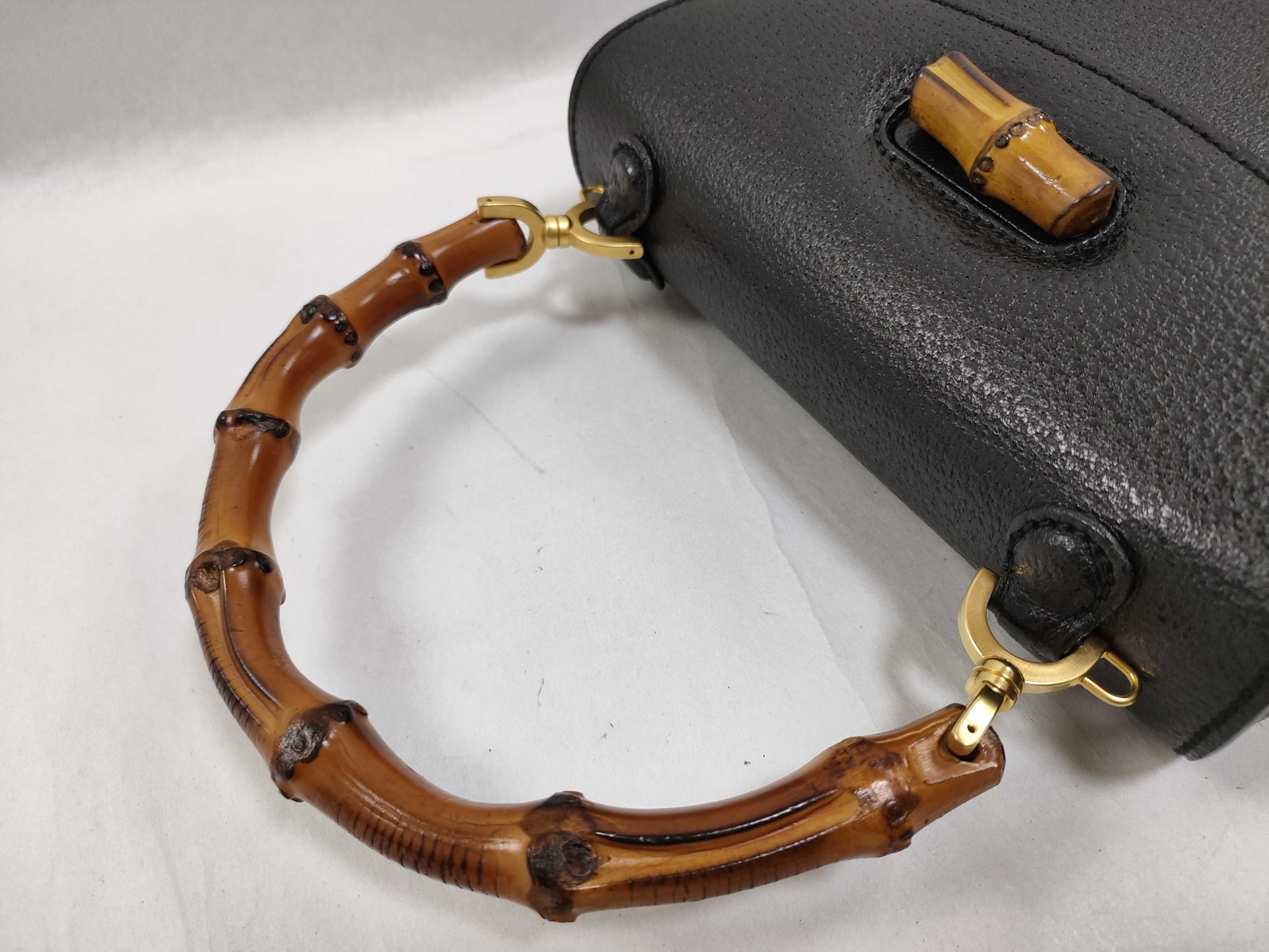 Bamboo Classic Leather Handbag (Black) — view 3