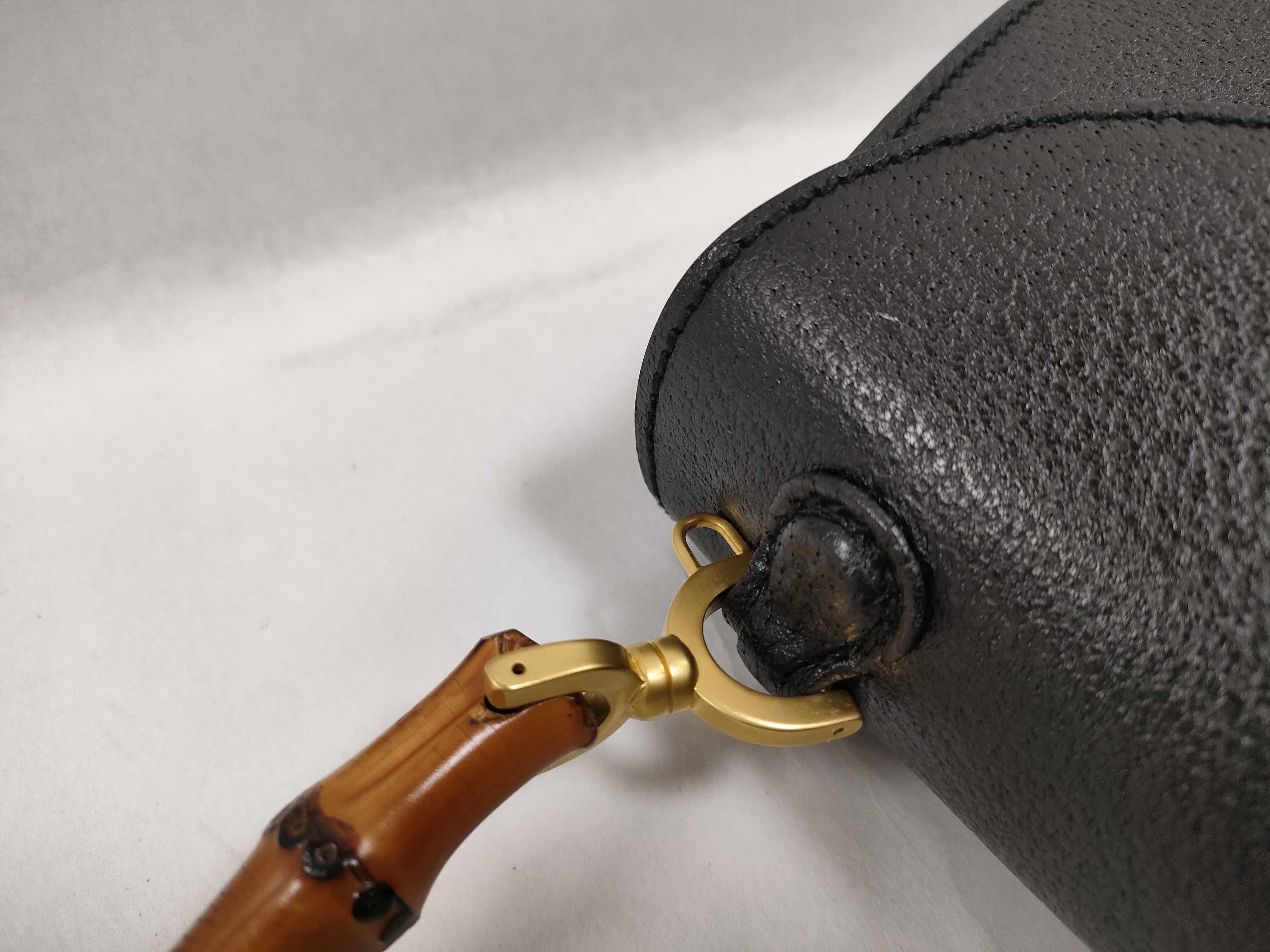 Bamboo Classic Leather Handbag (Black) — view 5