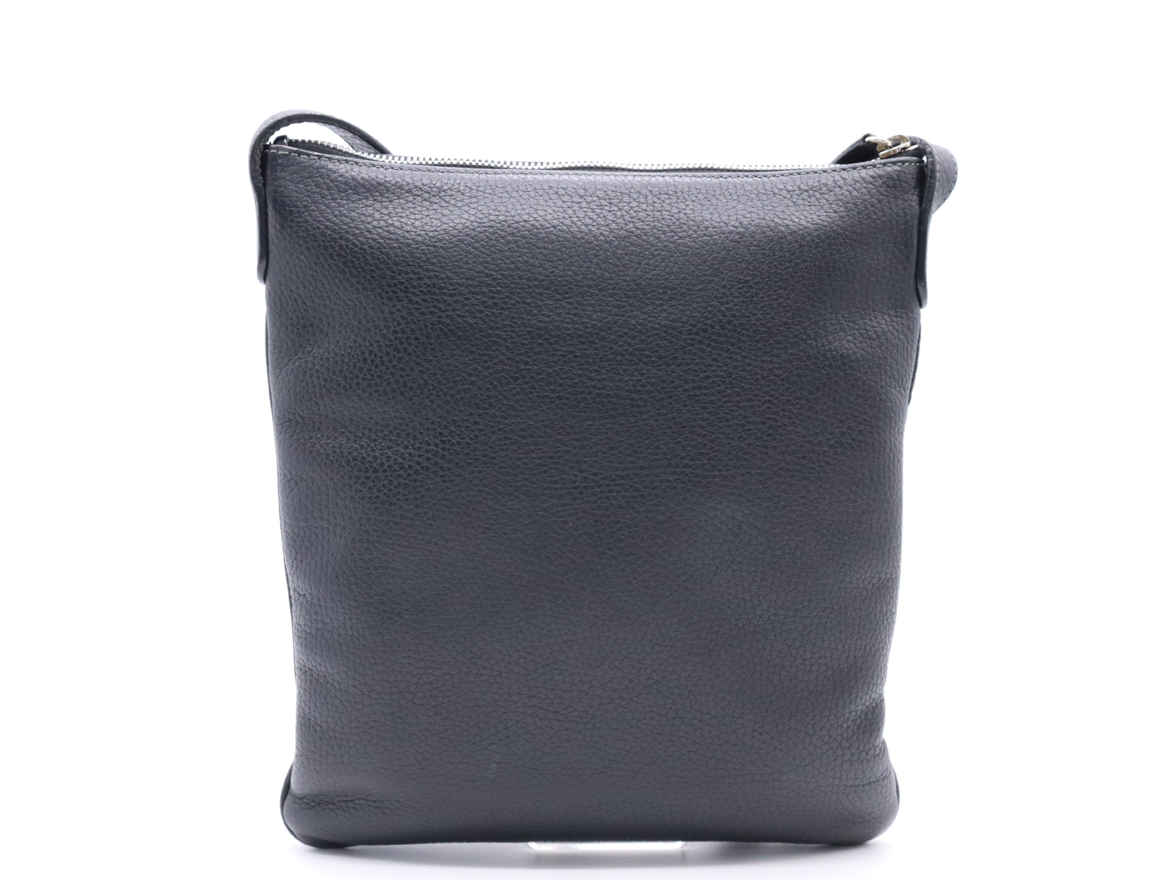 Leather Logo Shoulder Bag, Crossbody, No Gusset, Black, Silver Hardware — view 2