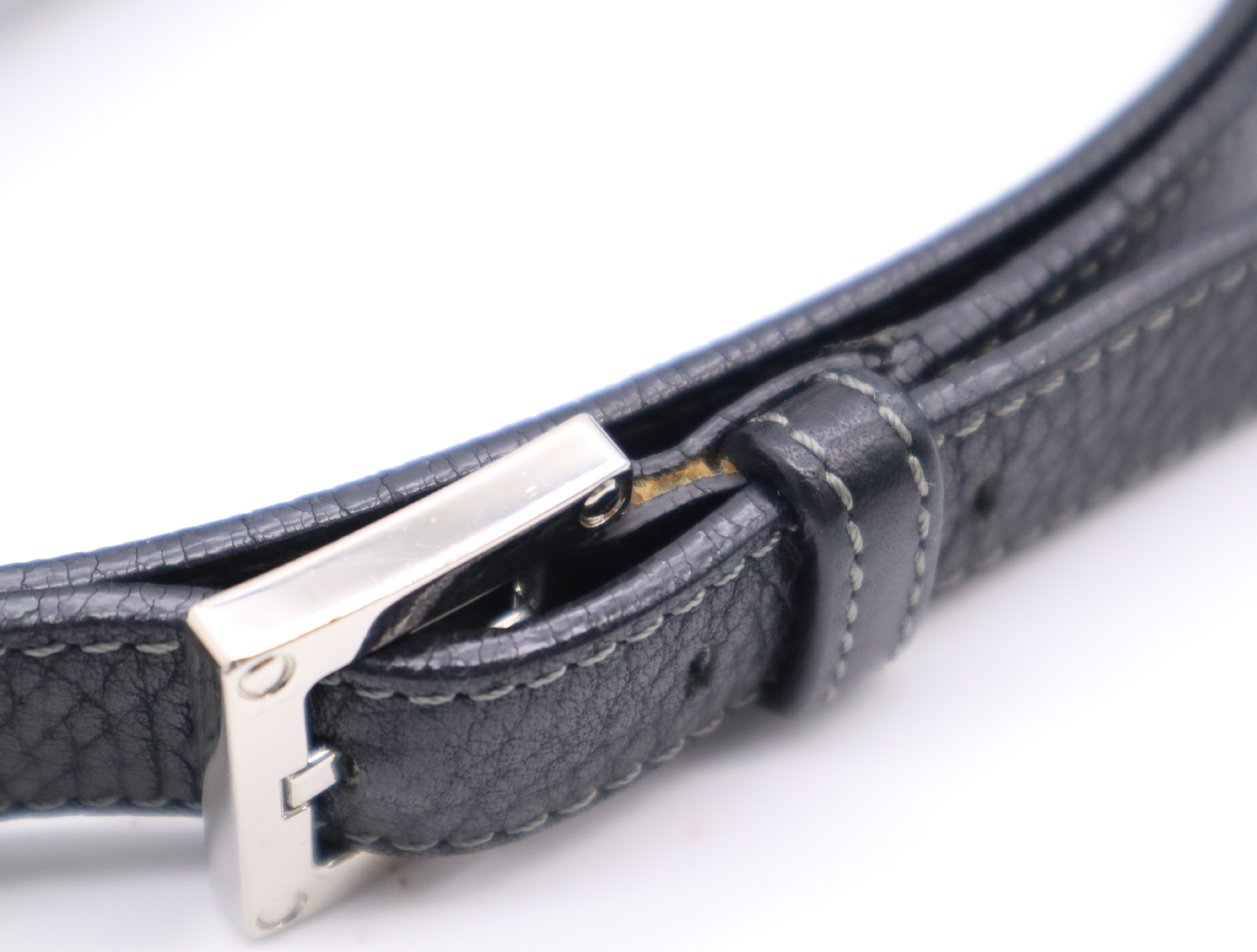 Leather Logo Shoulder Bag, Crossbody, No Gusset, Black, Silver Hardware — view 11