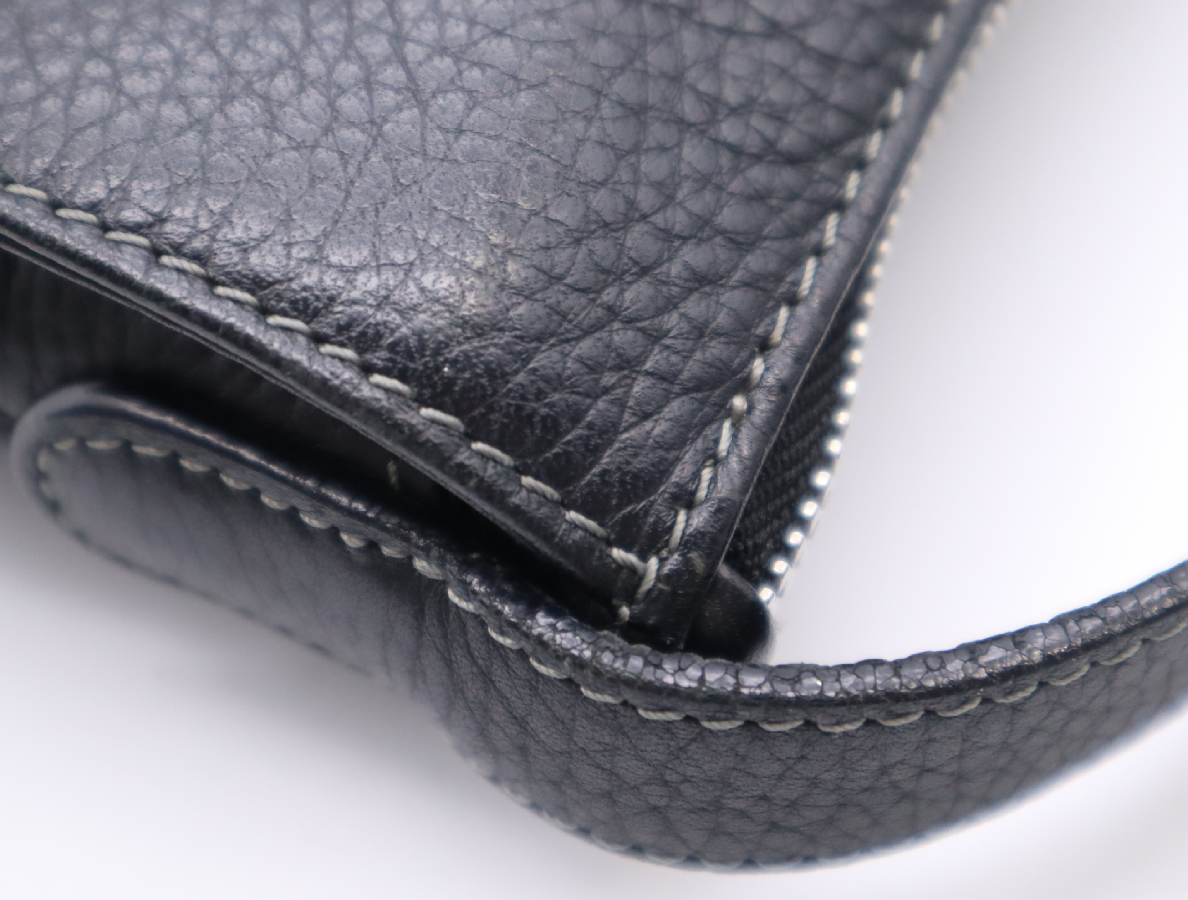Leather Logo Shoulder Bag, Crossbody, No Gusset, Black, Silver Hardware — view 8
