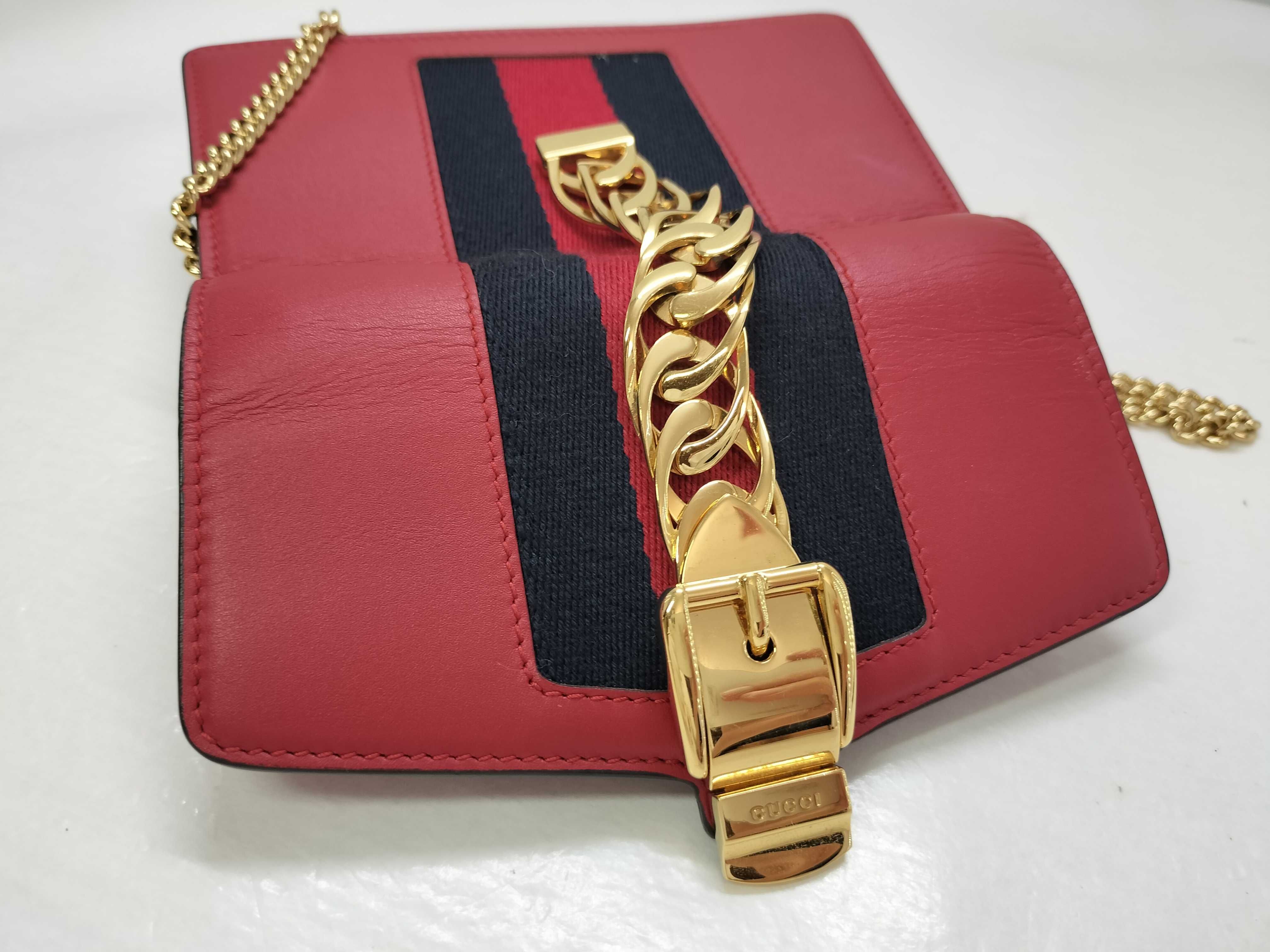 SG- Sylvie Leather Chain Shoulder Bag Red 494646 Shoulder Bag — view 12