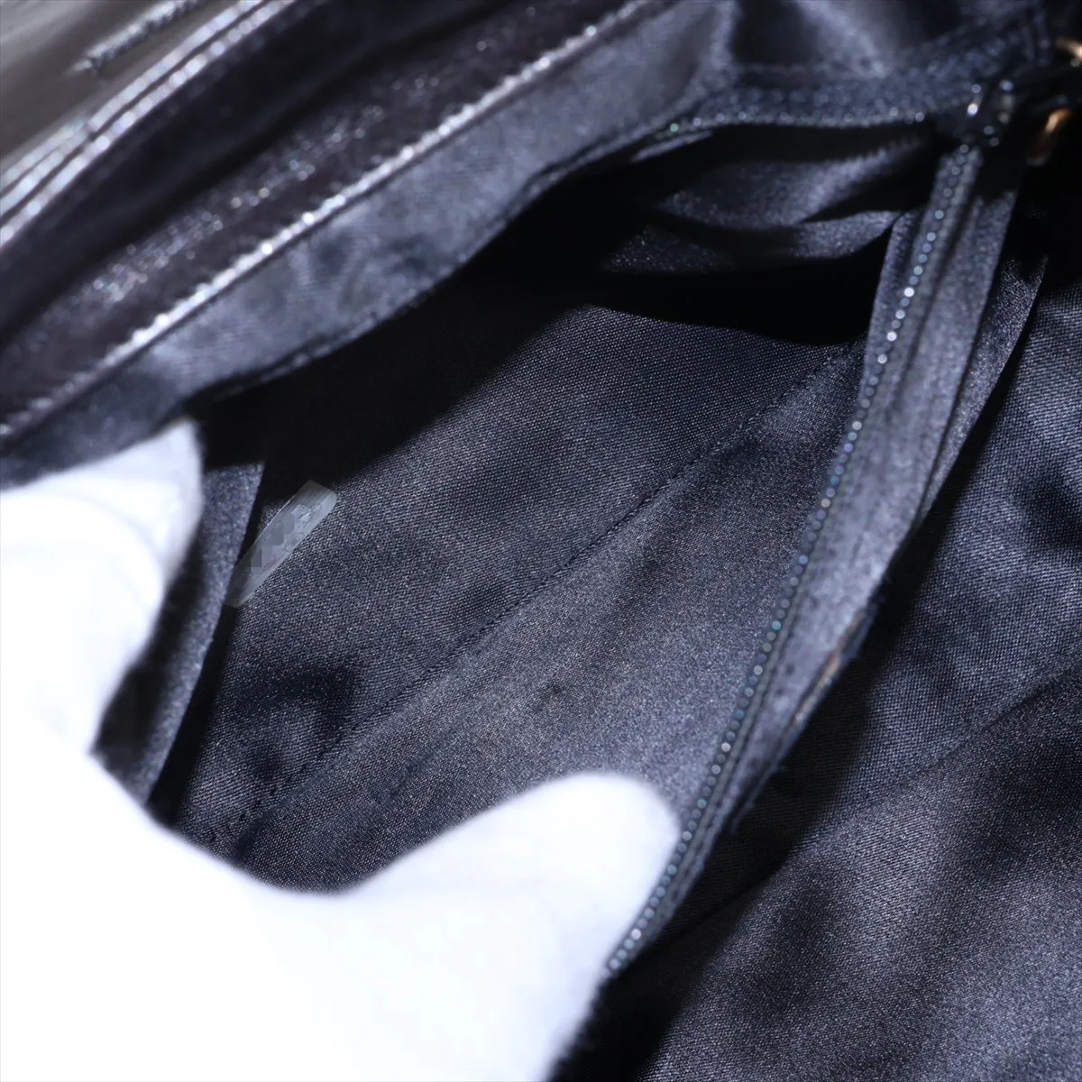 Matelassé Lambskin Backpack, Black with Gold Hardware — view 8
