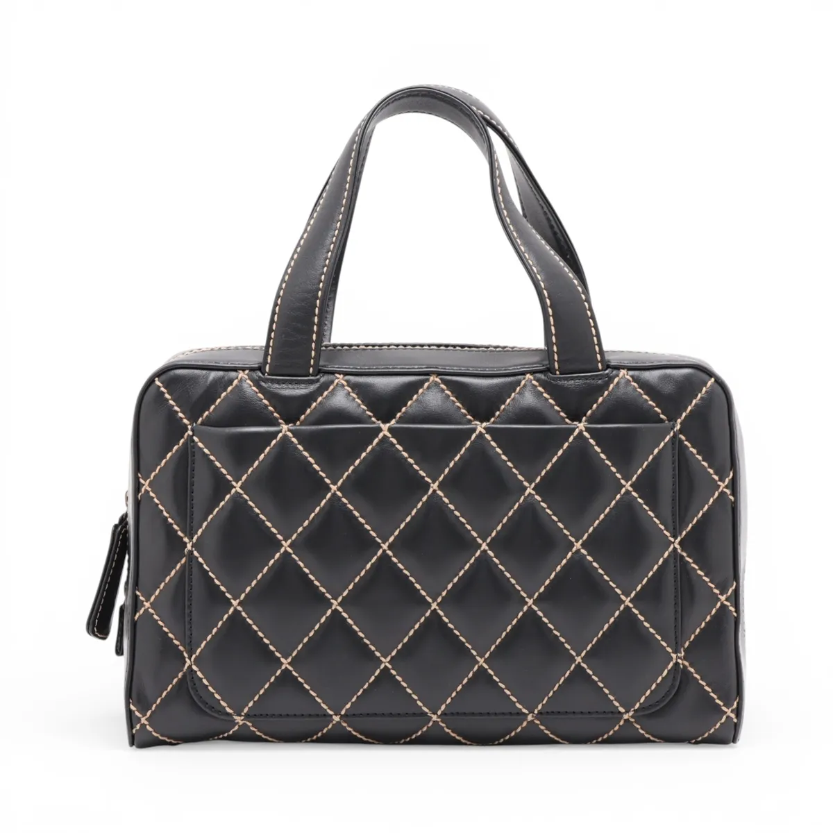 Wild Stitch Leather Handbag, Black with Gold Hardware, 6818549, Series 6 — view 2