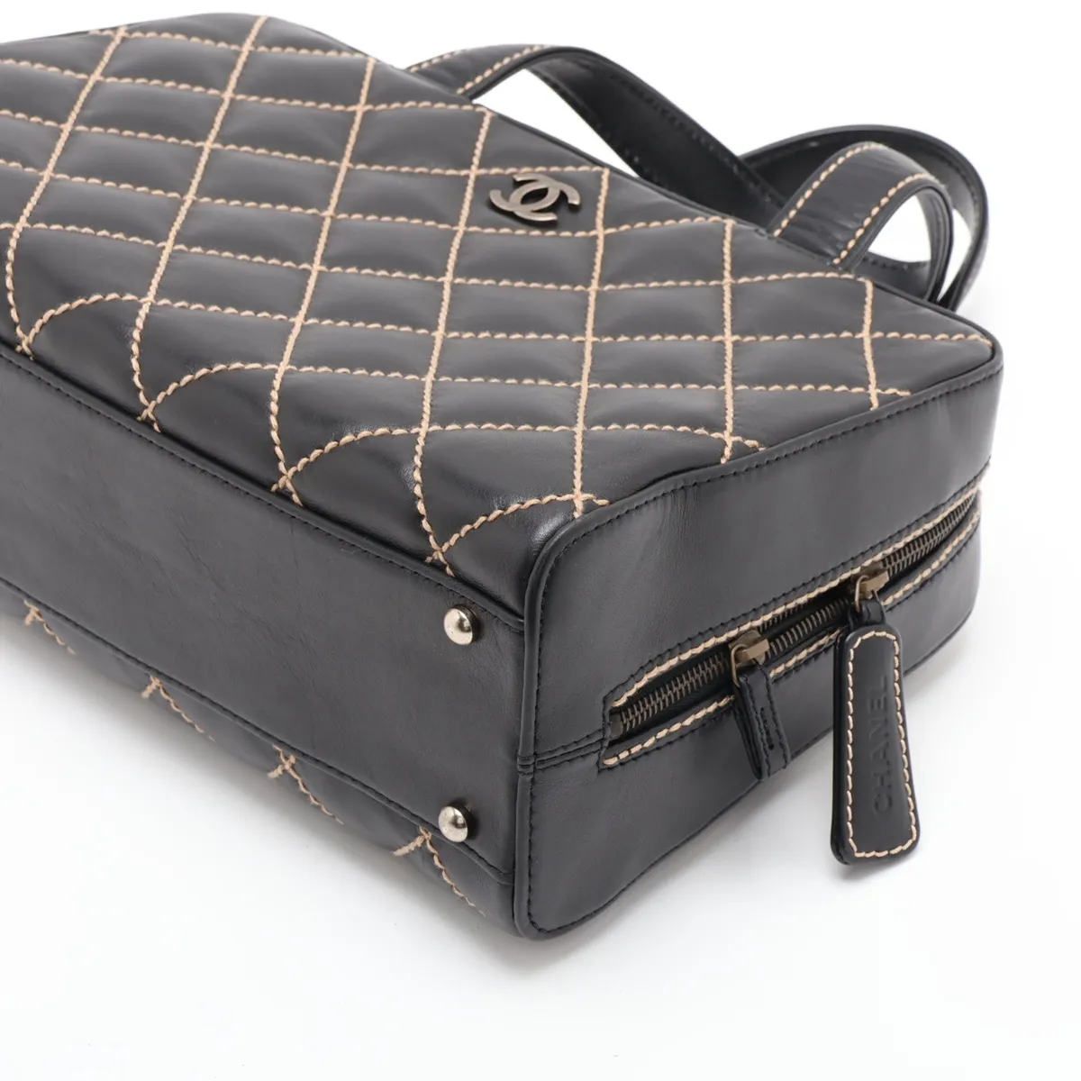 Wild Stitch Leather Handbag, Black with Gold Hardware, 6818549, Series 6 — view 3