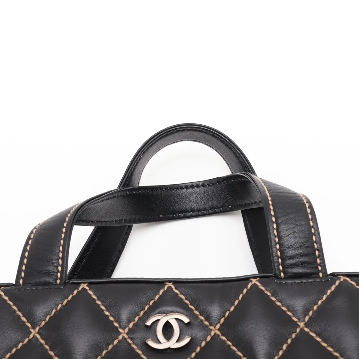 Wild Stitch Leather Handbag, Black with Gold Hardware, 6818549, Series 6 — view 6