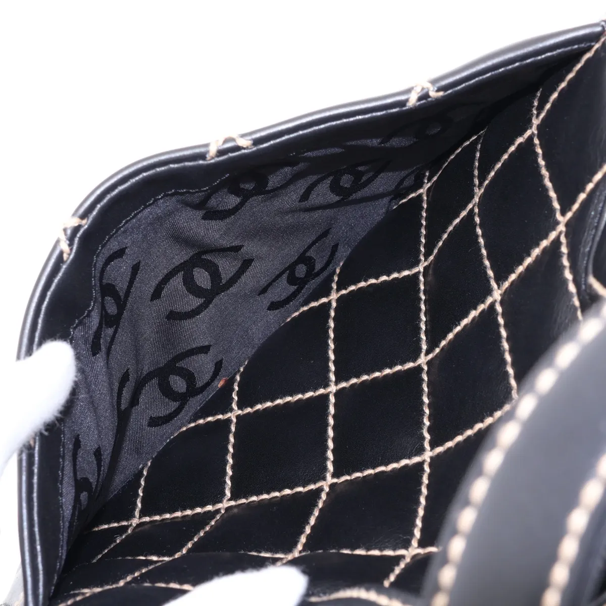 Wild Stitch Leather Handbag, Black with Gold Hardware, 6818549, Series 6 — view 10