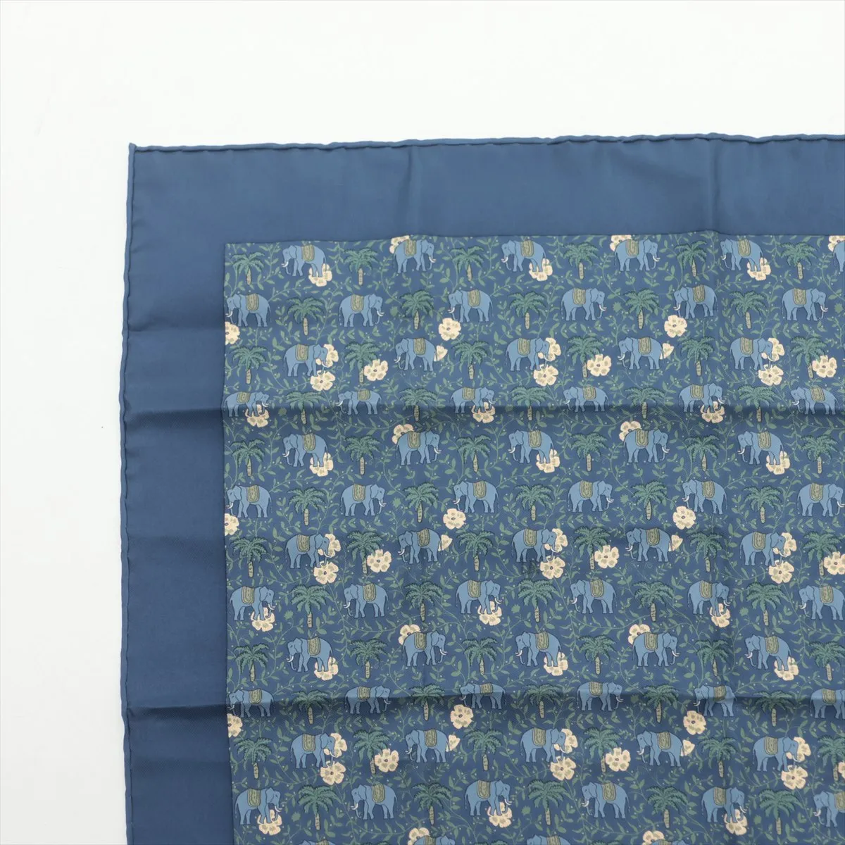 Petit Carré Scarf, Silk, Navy, with some wear, snags, and — view 2