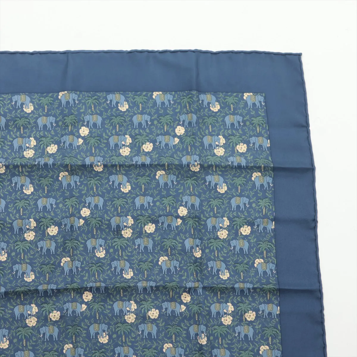 Petit Carré Scarf, Silk, Navy, with some wear, snags, and — view 3