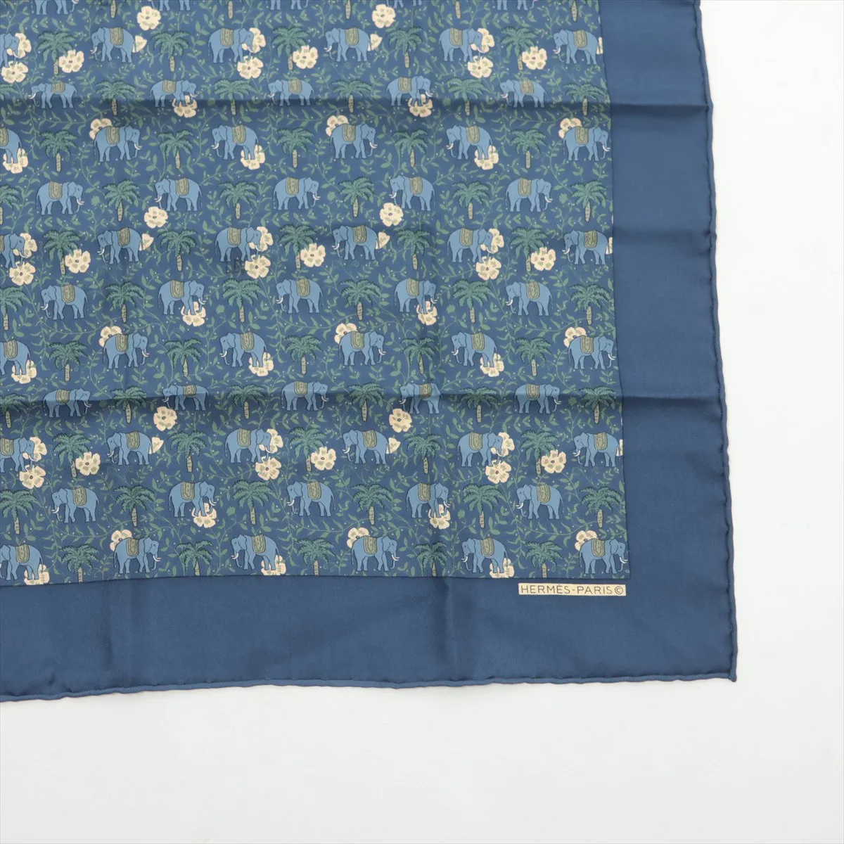Petit Carré Scarf, Silk, Navy, with some wear, snags, and — view 4