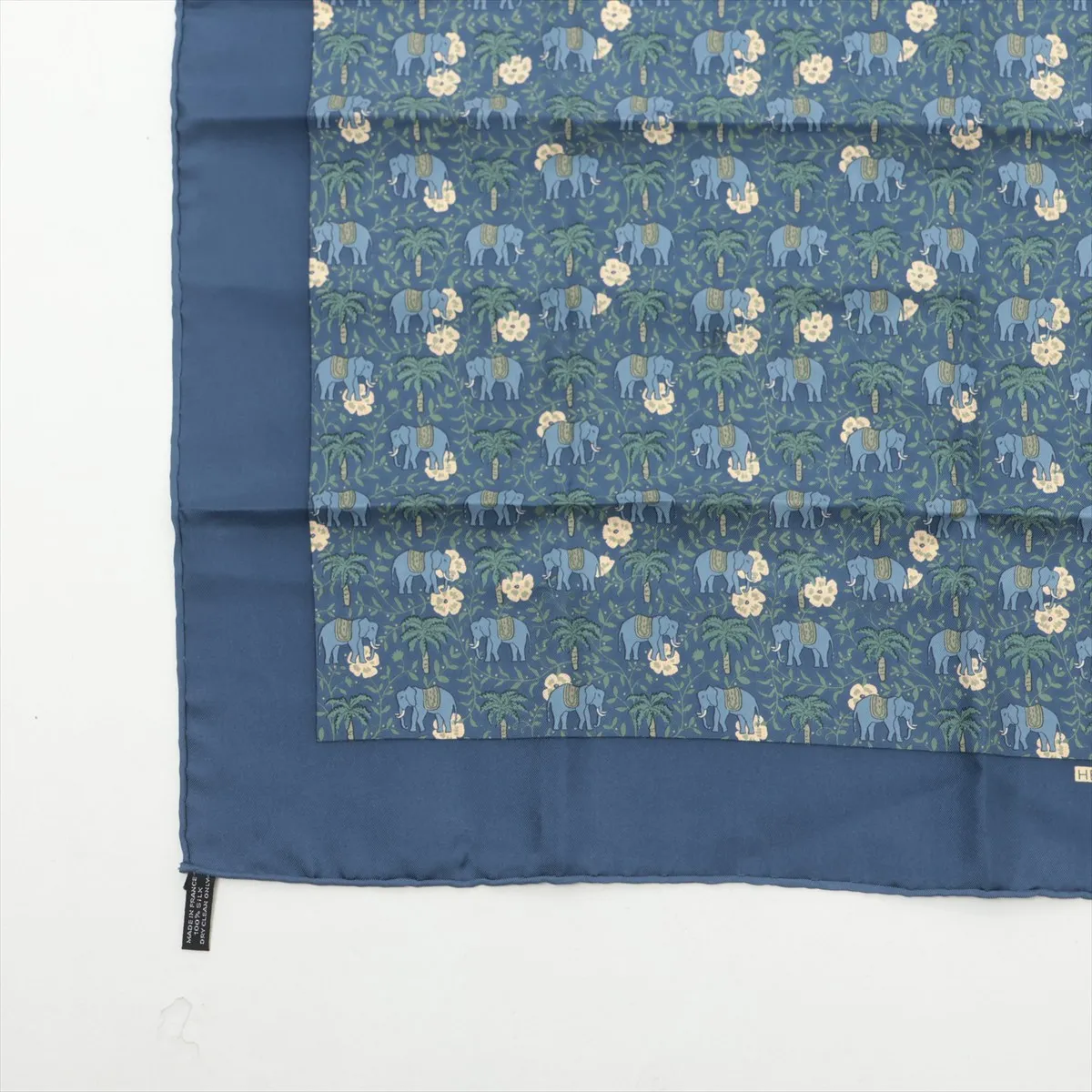 Petit Carré Scarf, Silk, Navy, with some wear, snags, and — view 5