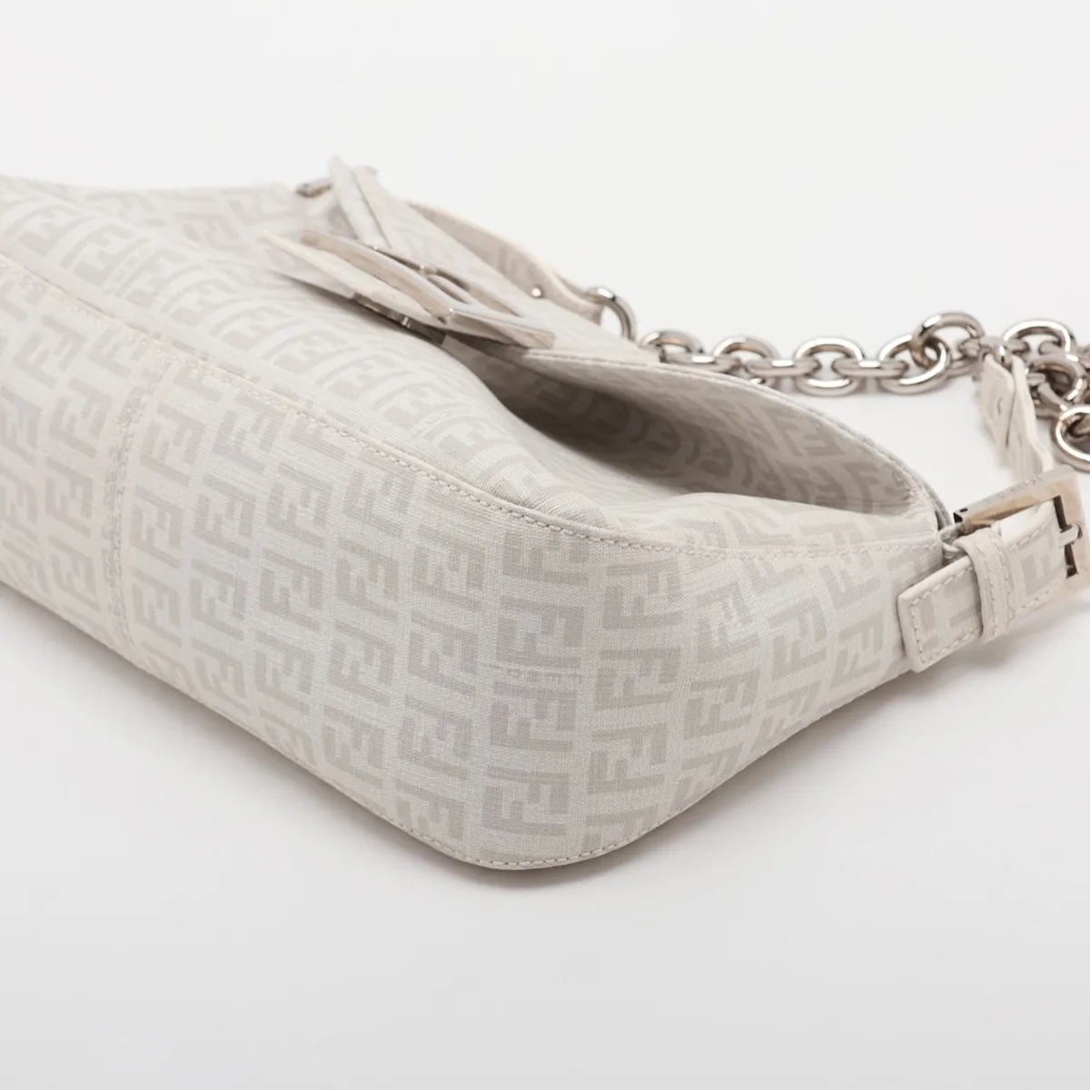 Zucchino PVC x Leather Shoulder Bag, White x Gray — view 3