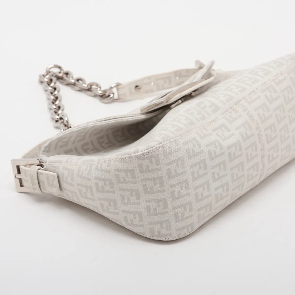 Zucchino PVC x Leather Shoulder Bag, White x Gray — view 4