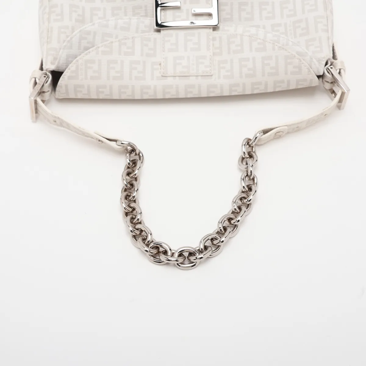 Zucchino PVC x Leather Shoulder Bag, White x Gray — view 5