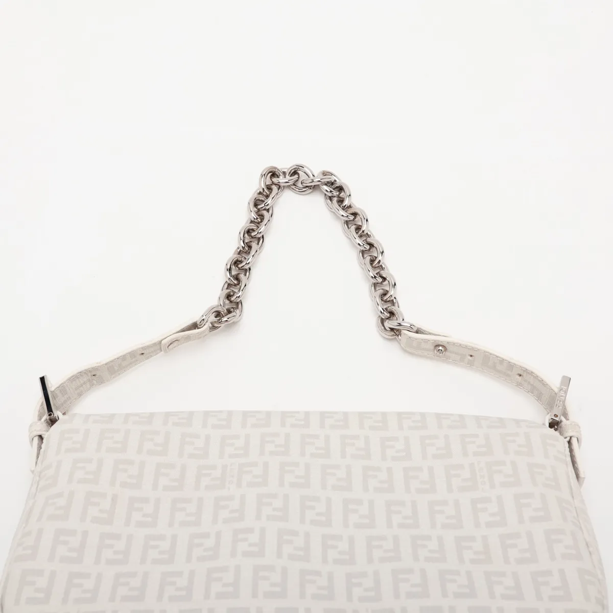 Zucchino PVC x Leather Shoulder Bag, White x Gray — view 6