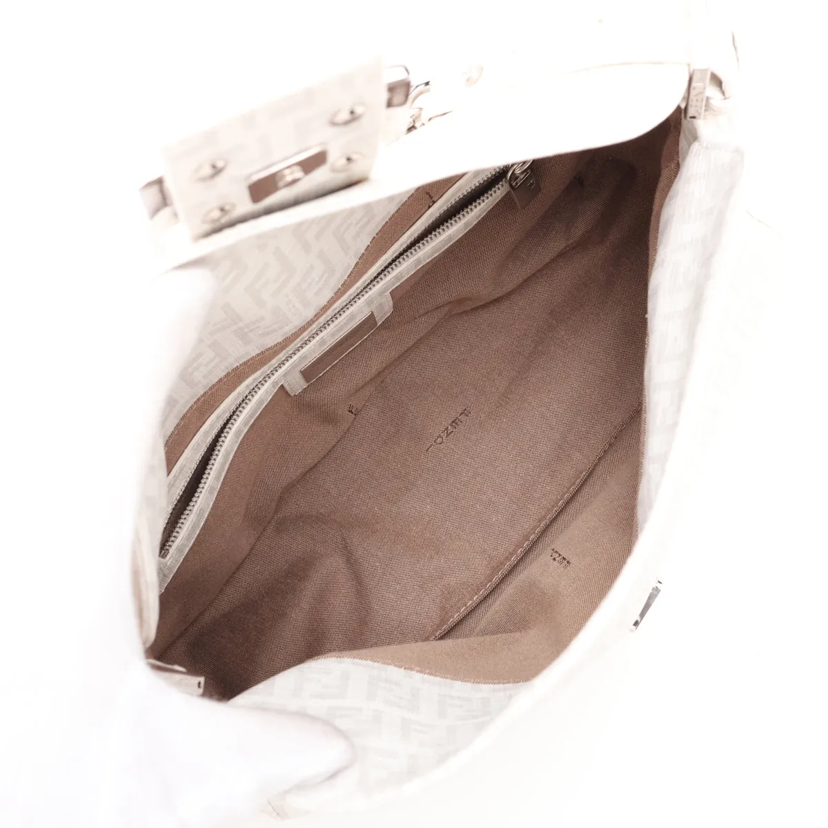 Zucchino PVC x Leather Shoulder Bag, White x Gray — view 7