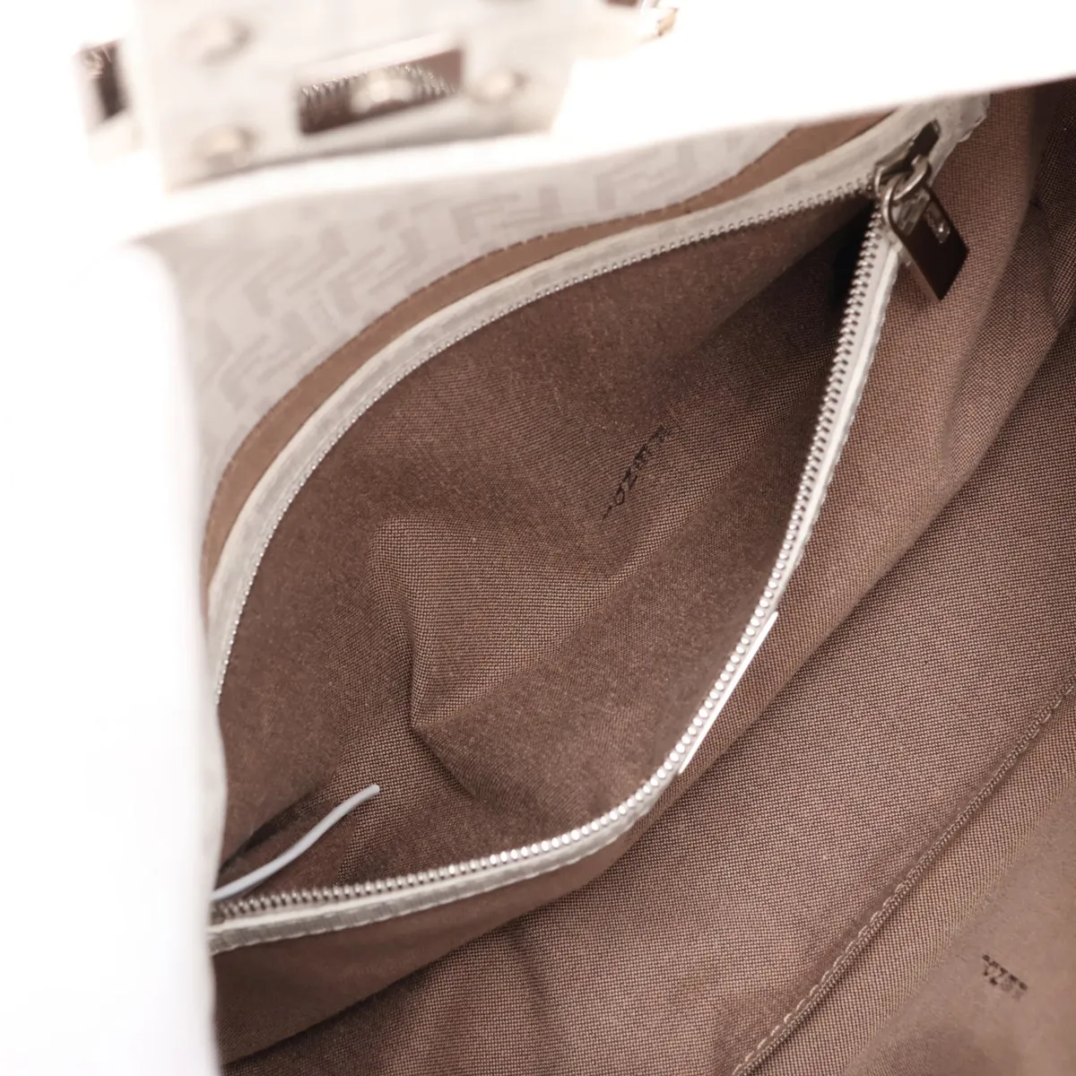 Zucchino PVC x Leather Shoulder Bag, White x Gray — view 8