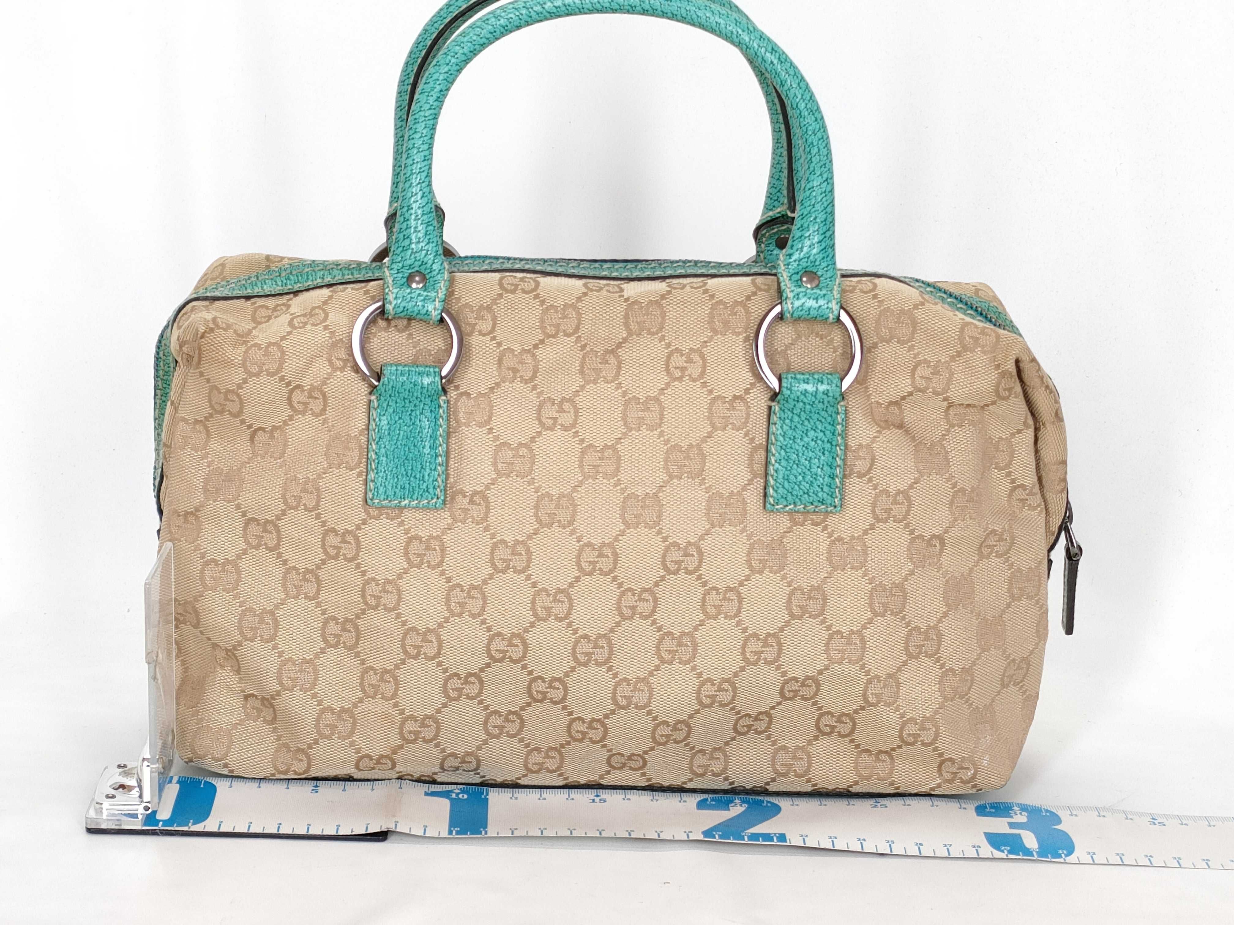 GG Canvas 113009 Crackle Leather Turquoise Blue Handbag — view 2