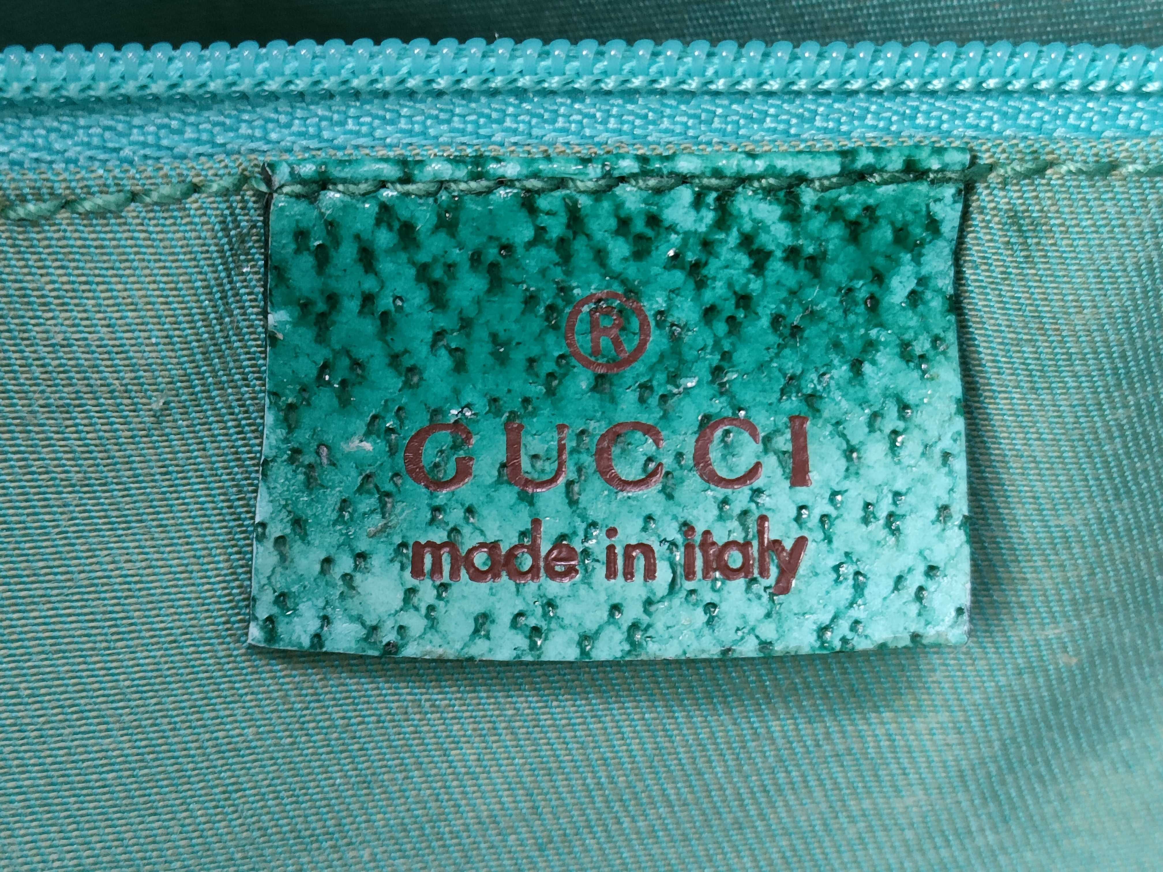 GG Canvas 113009 Crackle Leather Turquoise Blue Handbag — view 12