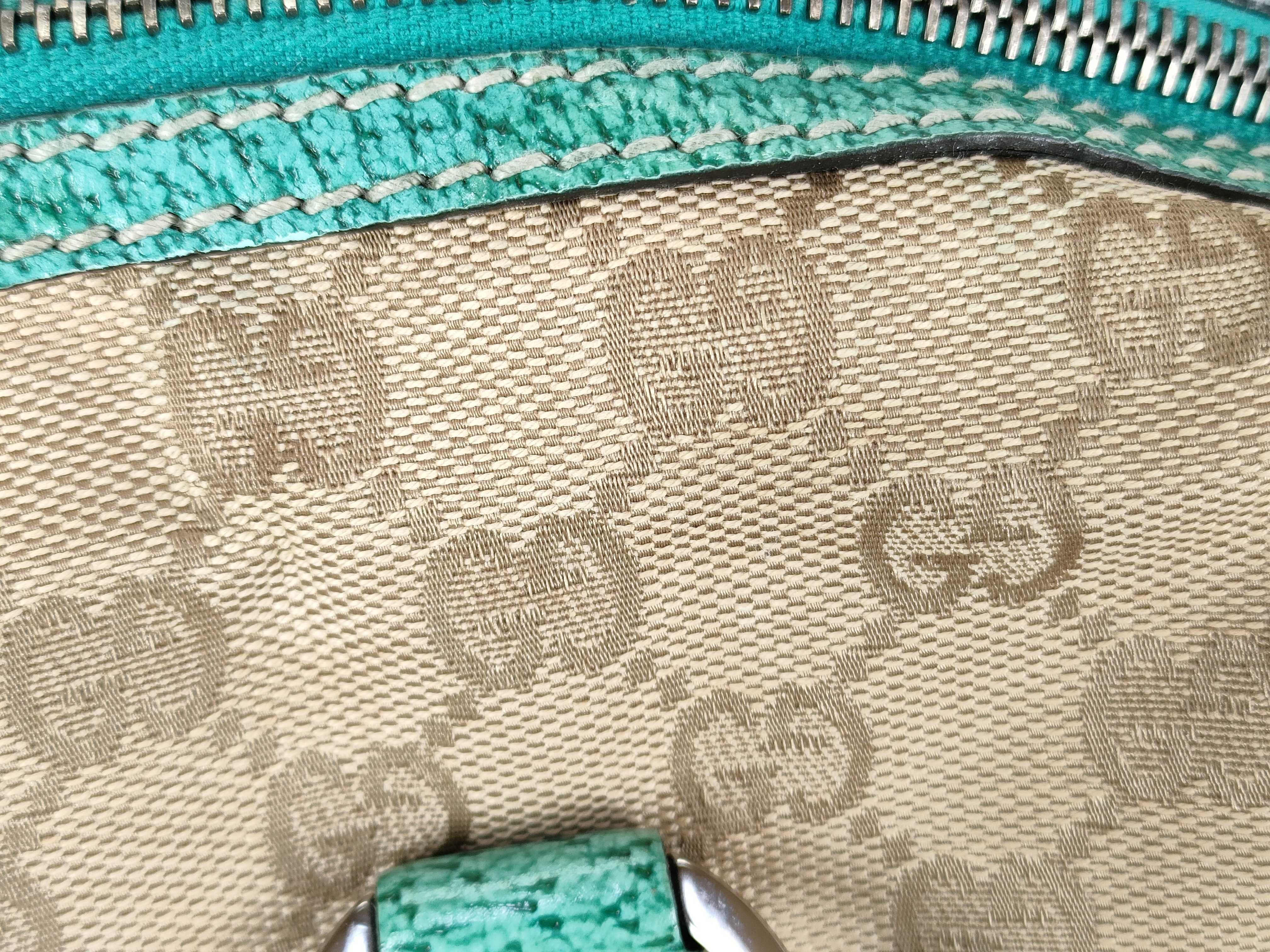 GG Canvas 113009 Crackle Leather Turquoise Blue Handbag — view 13
