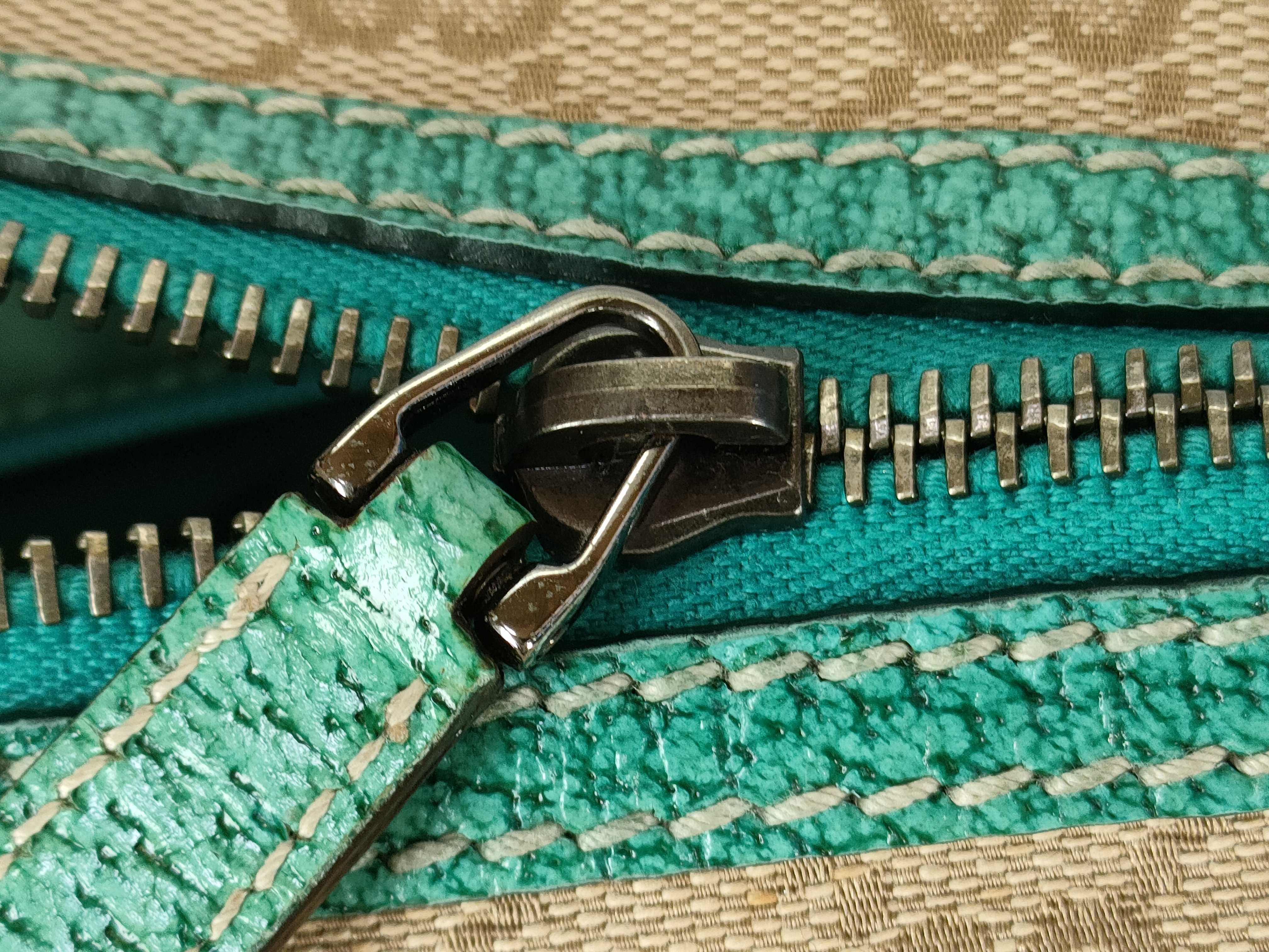 GG Canvas 113009 Crackle Leather Turquoise Blue Handbag — view 14