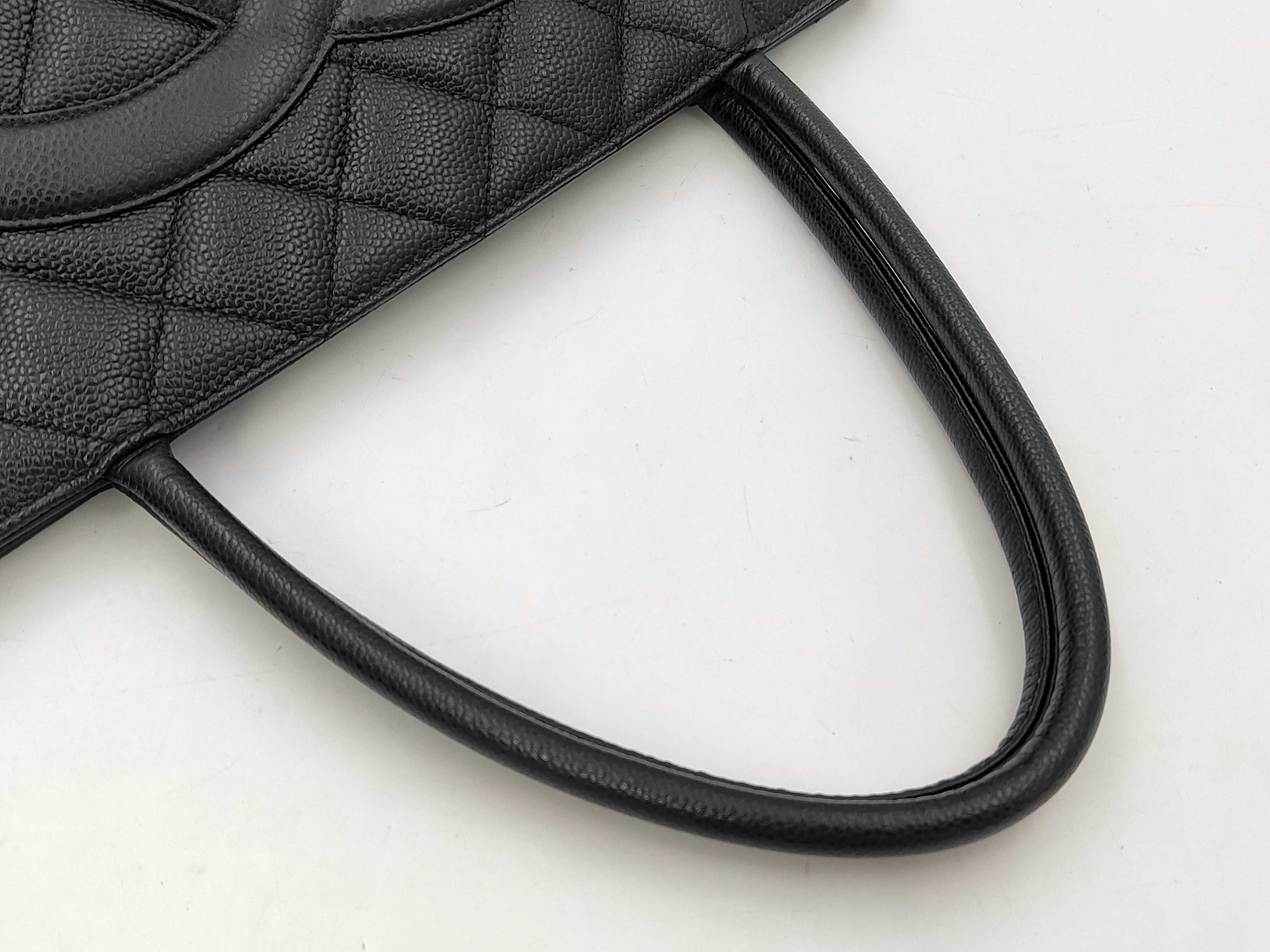 Reissue Tote Bag, Caviar Leather, Black, Gold Hardware, Serial Number 10-series, with Card Holder. — view 5