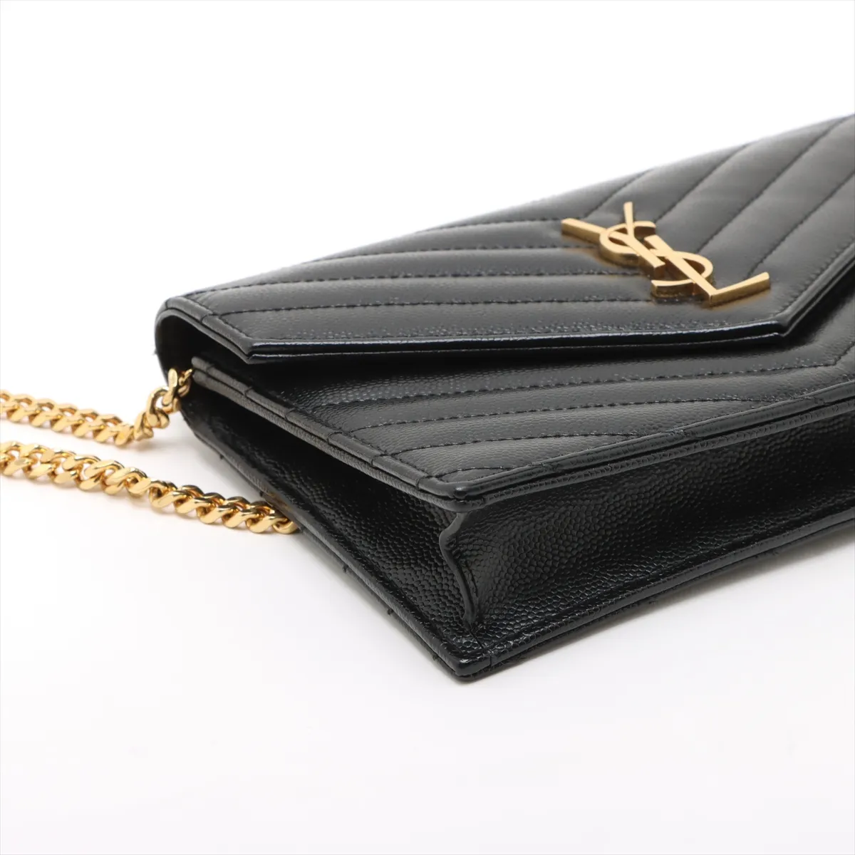 Cassandra Leather Chain Shoulder Bag Black 393953 — view 4