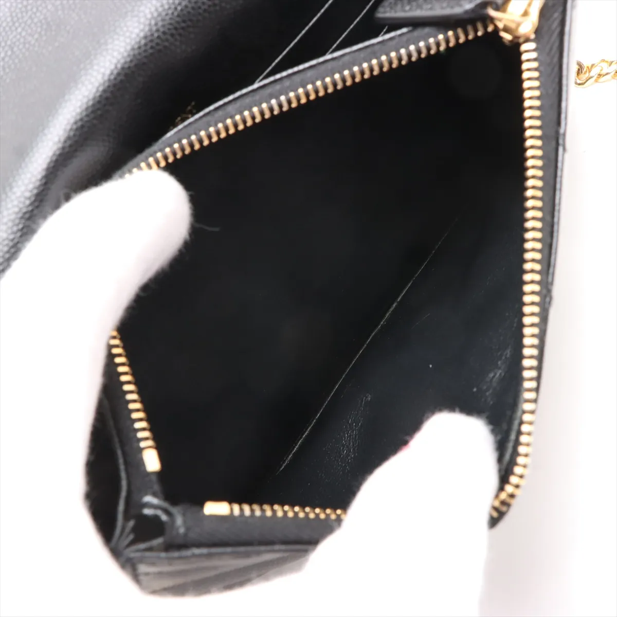 Cassandra Leather Chain Shoulder Bag Black 393953 — view 6