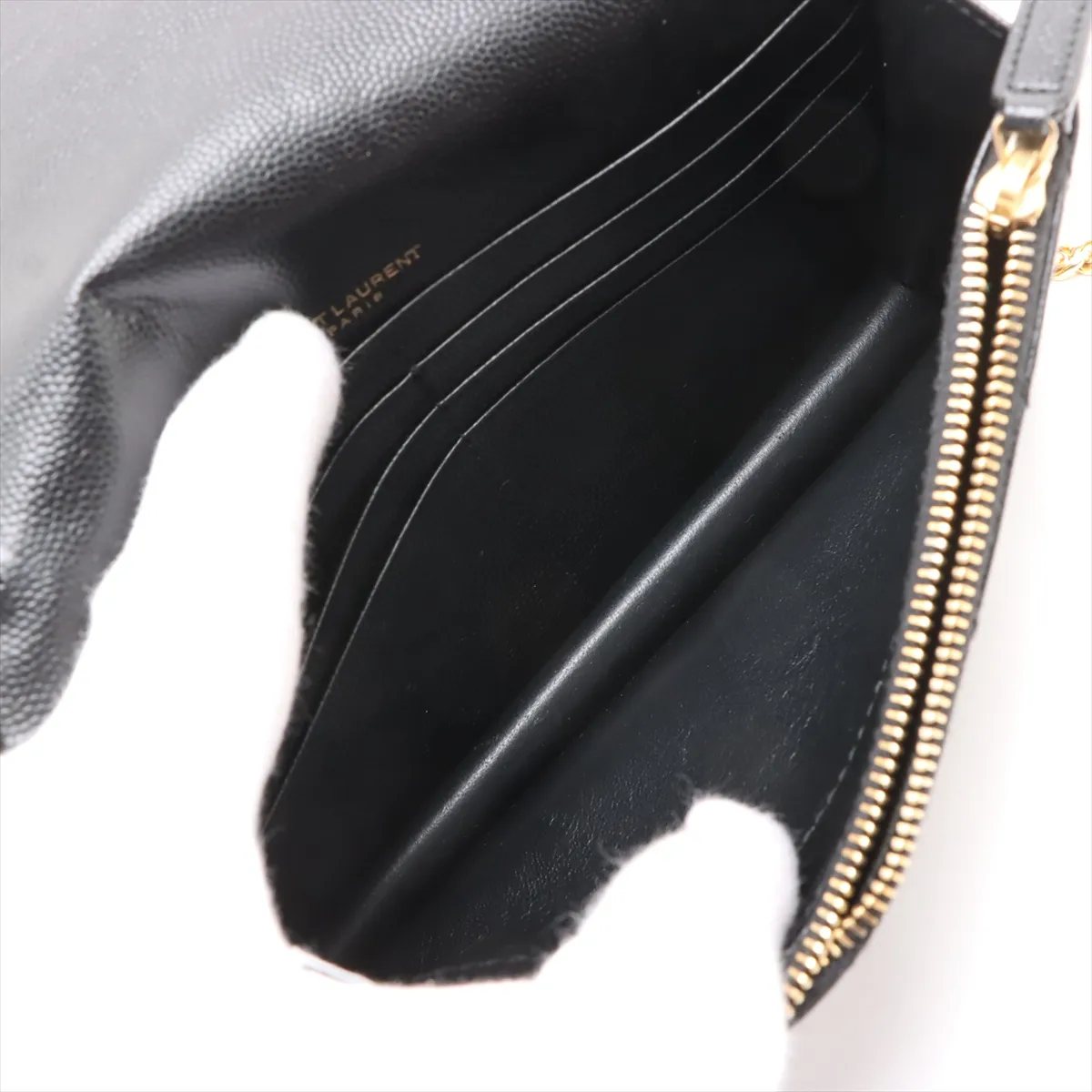 Cassandra Leather Chain Shoulder Bag Black 393953 — view 7