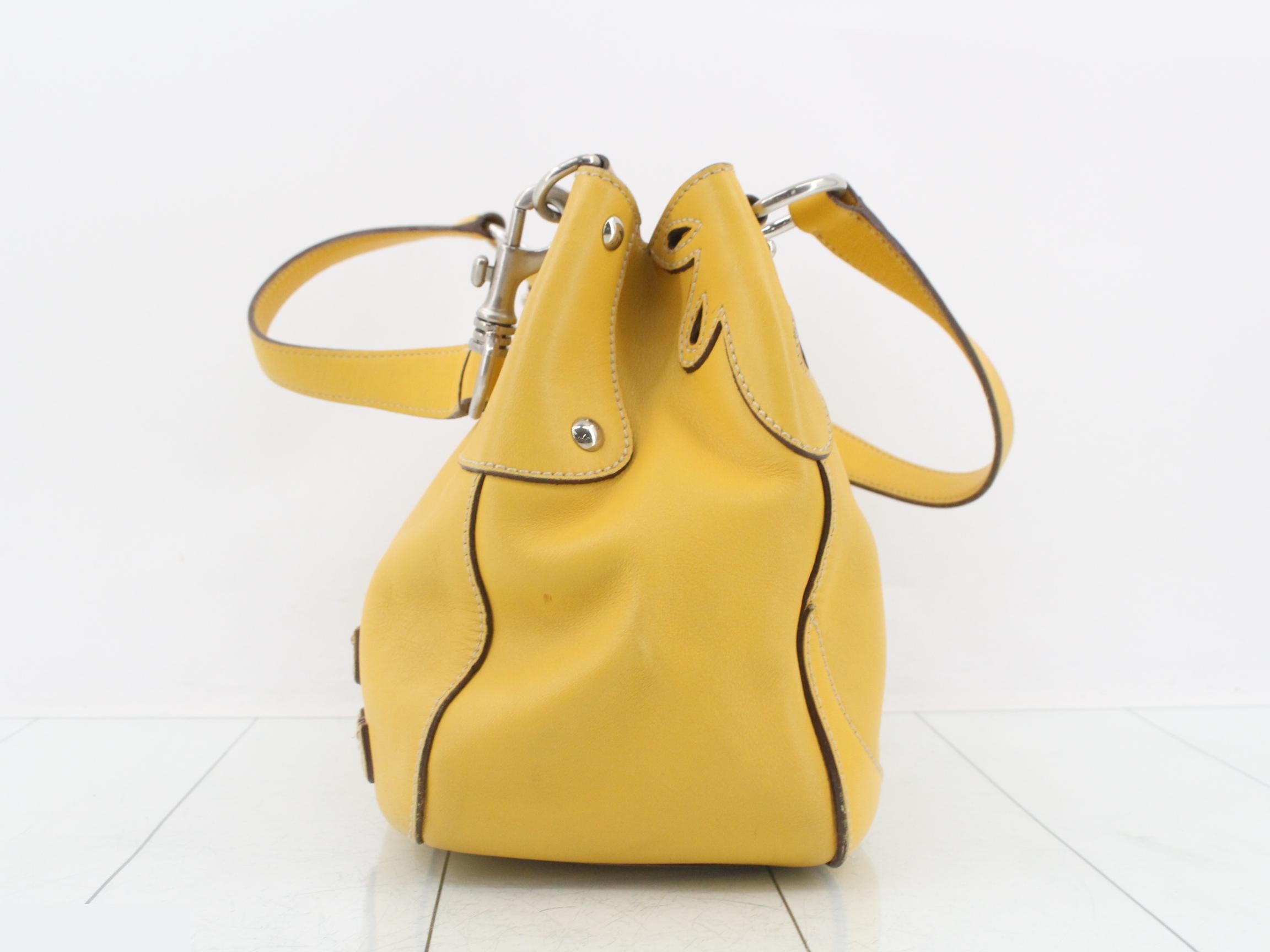 Leather shoulder bag, yellow — view 3