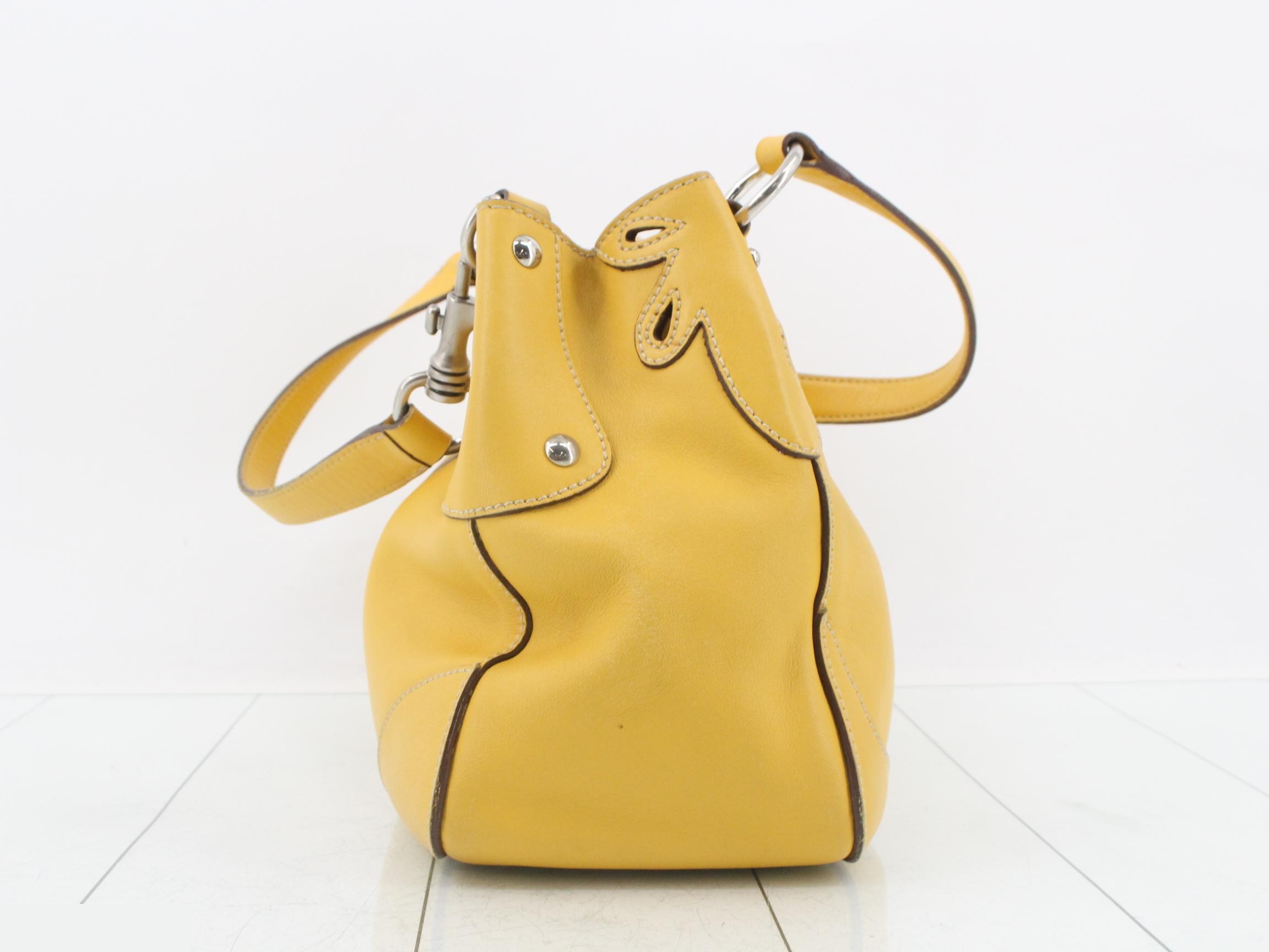 Leather shoulder bag, yellow — view 4