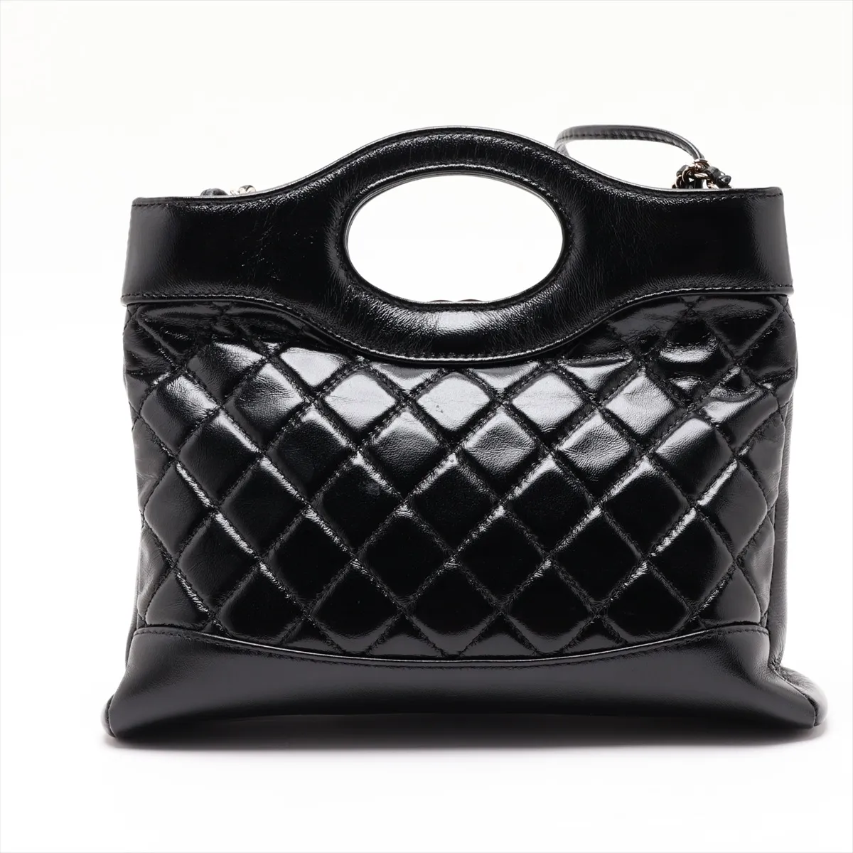 [Individually packaged] Chanel 31 Mini Shiny Calfskin 2-Way Handbag, Black with Gold Hardware, TUX60GP5, Random Plate — view 2