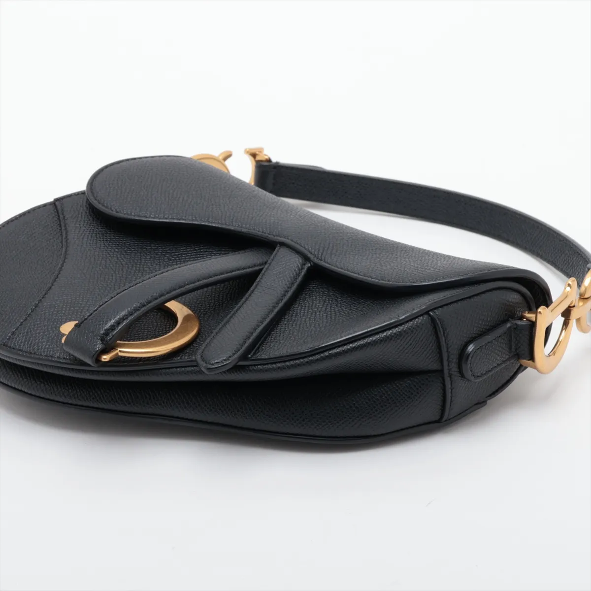 Saddle Leather Handbag, Black — view 3