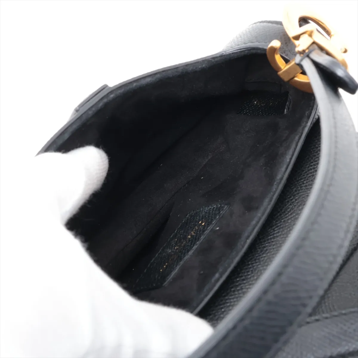 Saddle Leather Handbag, Black — view 7