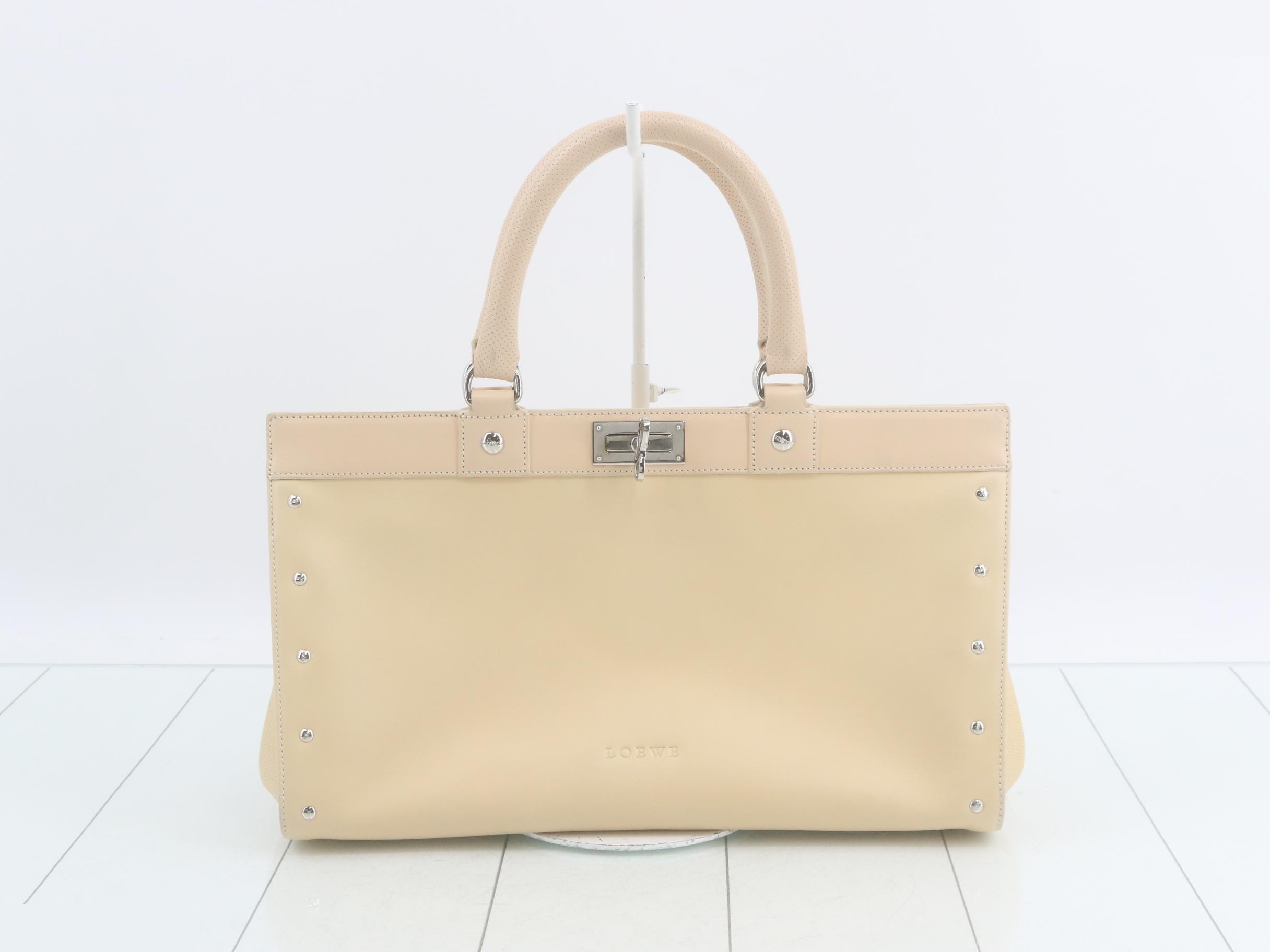 Turnlock Studded Leather Handbag