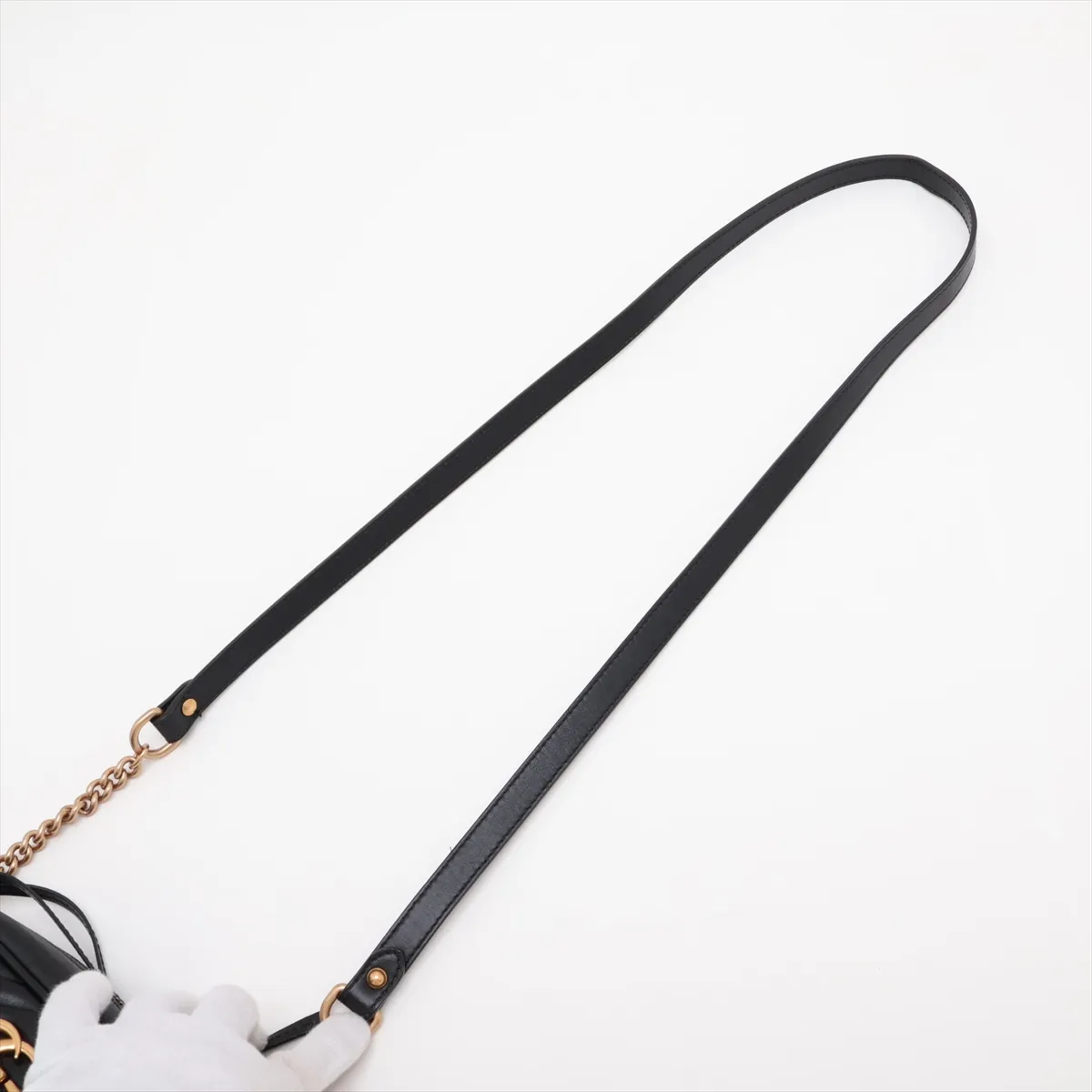 GG Marmont 448065 Leather Chain Shoulder Bag, Black — view 5