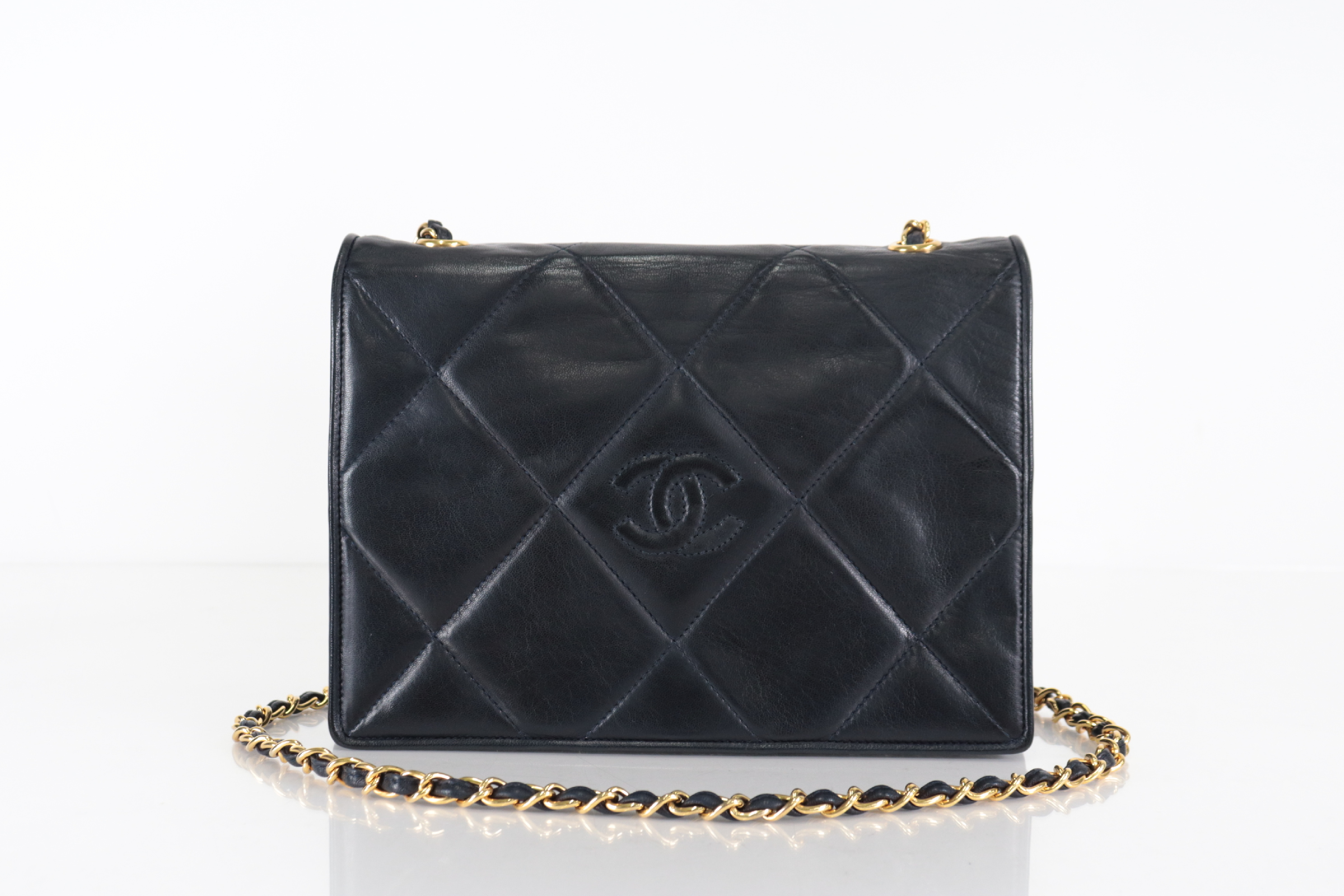 Coco Mark Lambskin Chain Shoulder Bag, Navy, Series 0 (Shoulder Bag) — view 2