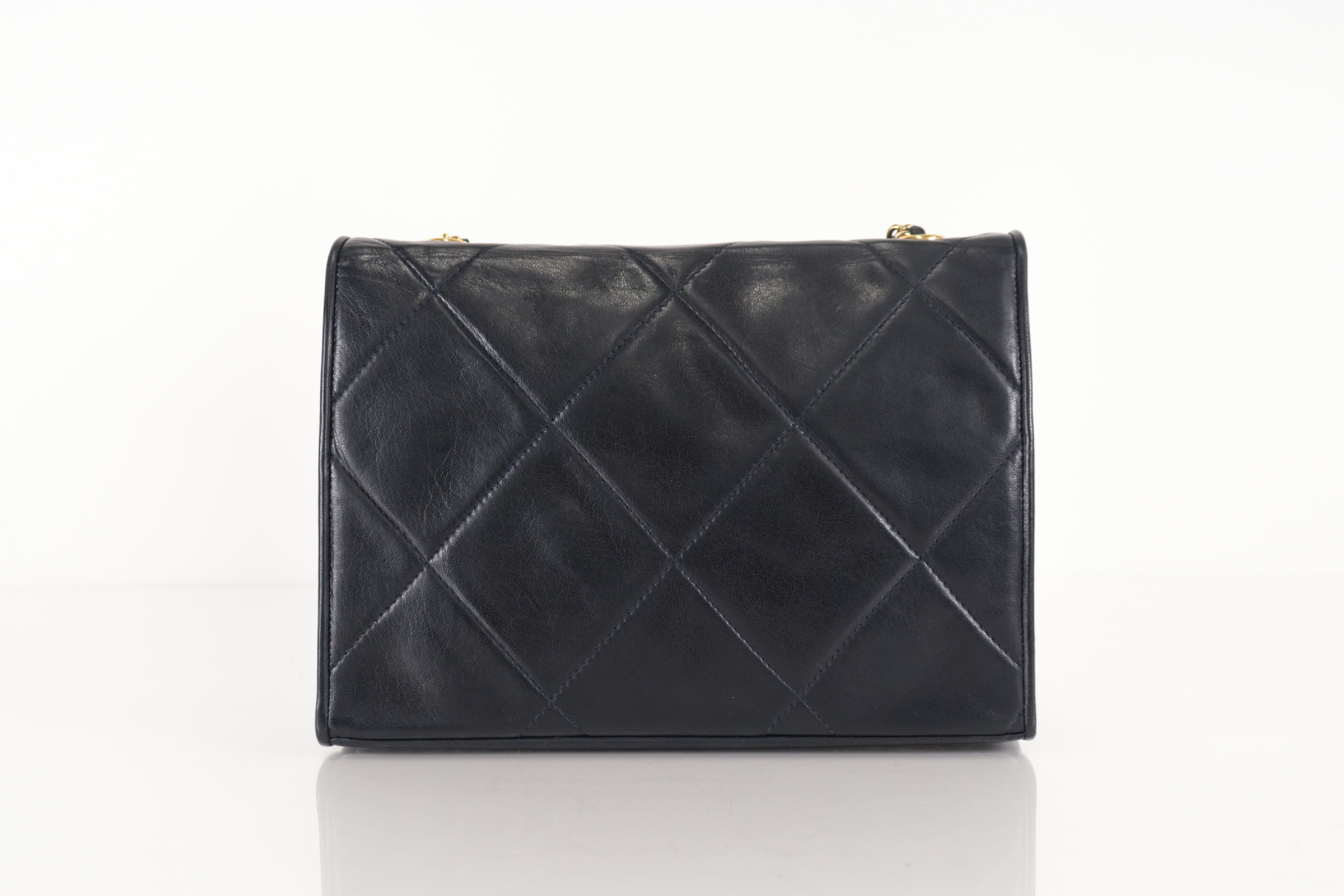 Coco Mark Lambskin Chain Shoulder Bag, Navy, Series 0 (Shoulder Bag) — view 3