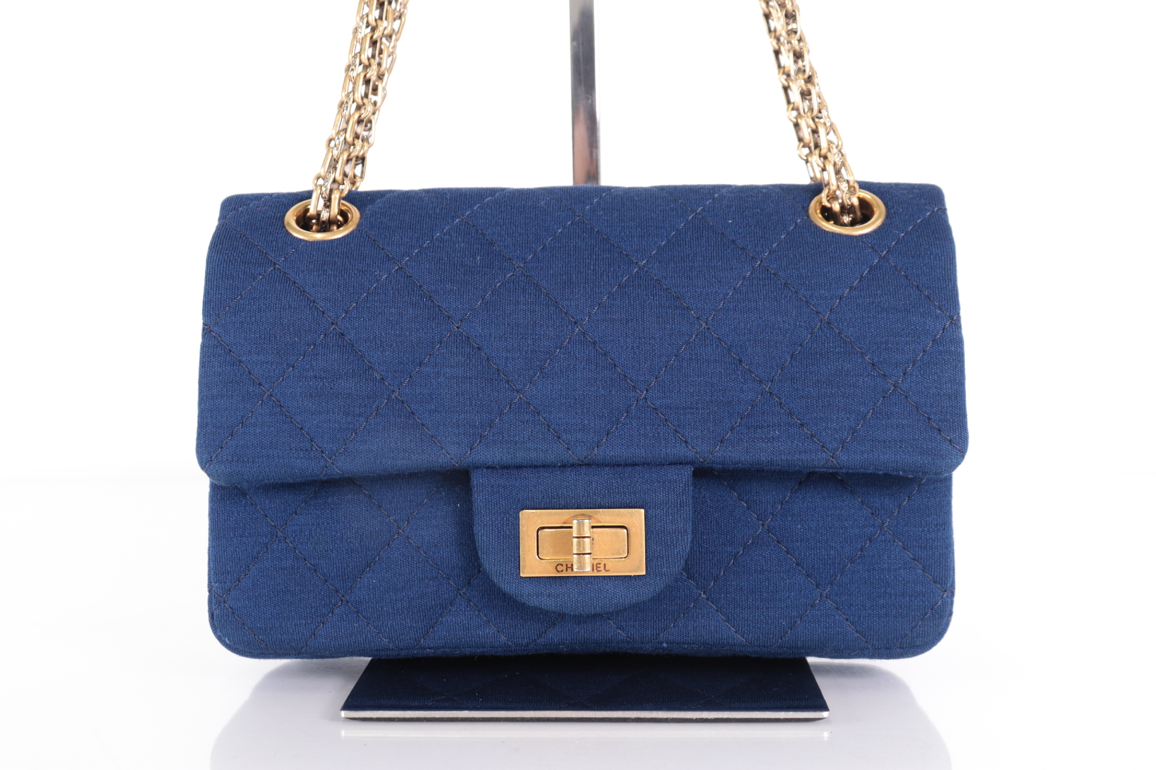2.55 Mini Mat Double Flap Chain Shoulder Bag, Navy, Series 20s — view 2