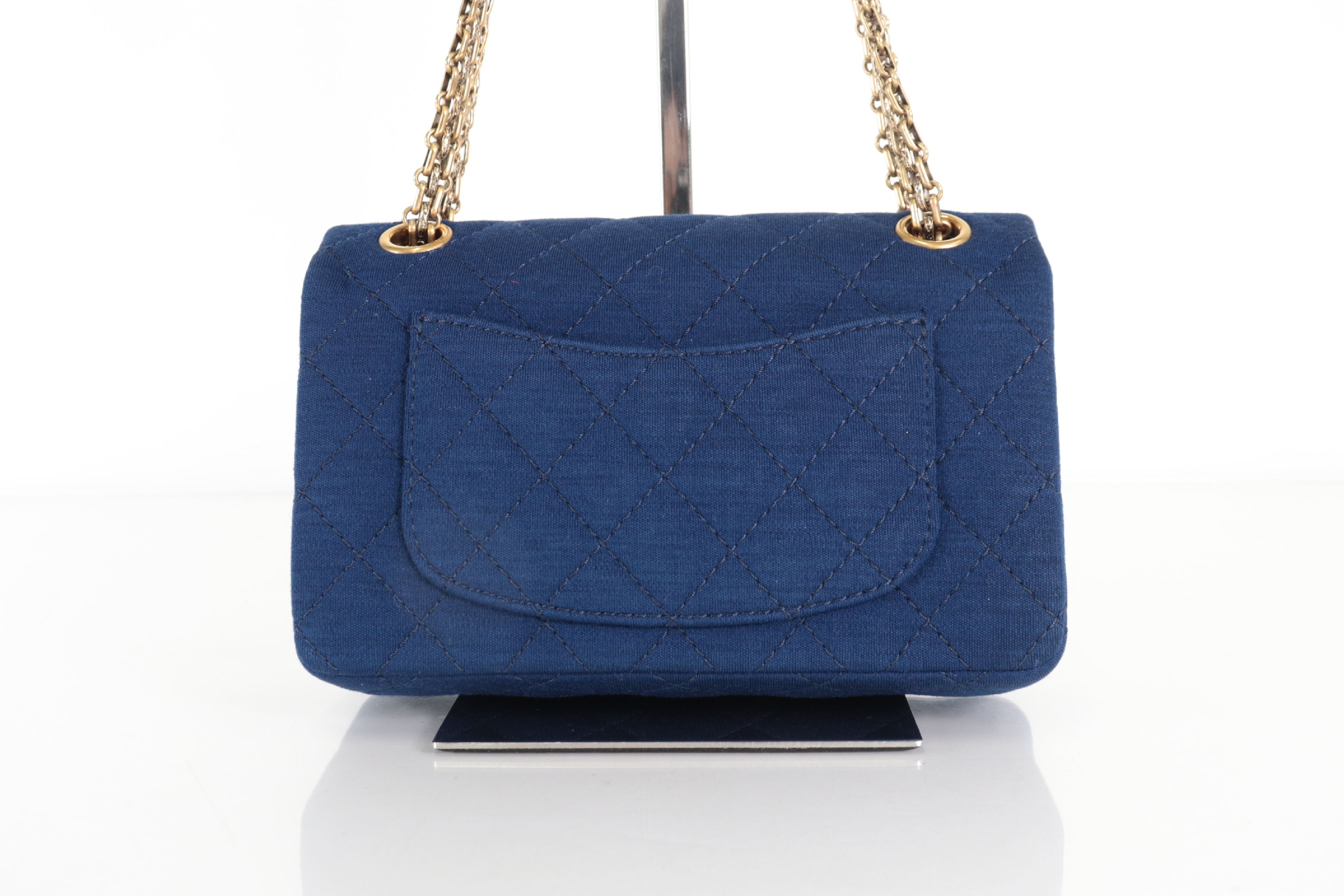 2.55 Mini Mat Double Flap Chain Shoulder Bag, Navy, Series 20s — view 3